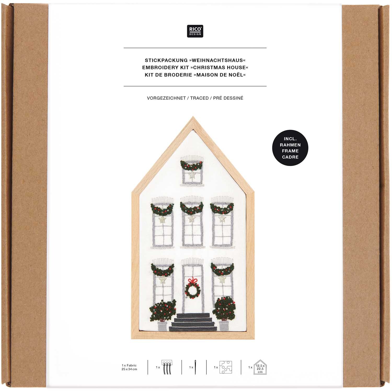 Paquet de broderie Maison moyenne dessinée 12,5x22,5cm from Rico Design
