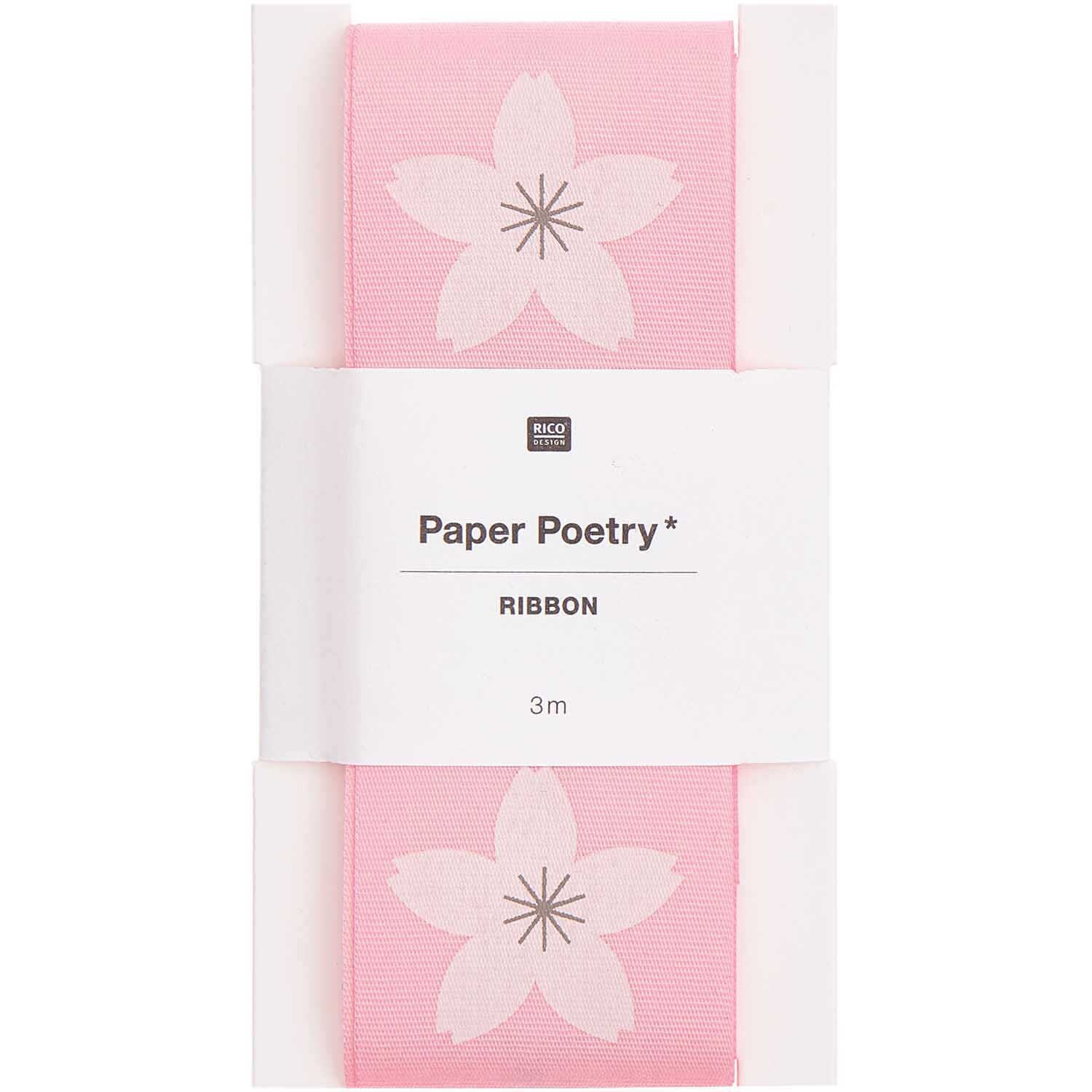 Paper Poetry Taftband Kirschblüten rosa 38mm 3m von Rico Design