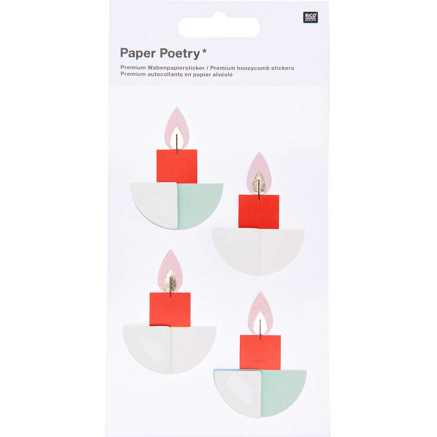 Paper Poetry Wabenpapiersticker Kerzen 1 Blatt von Rico Design