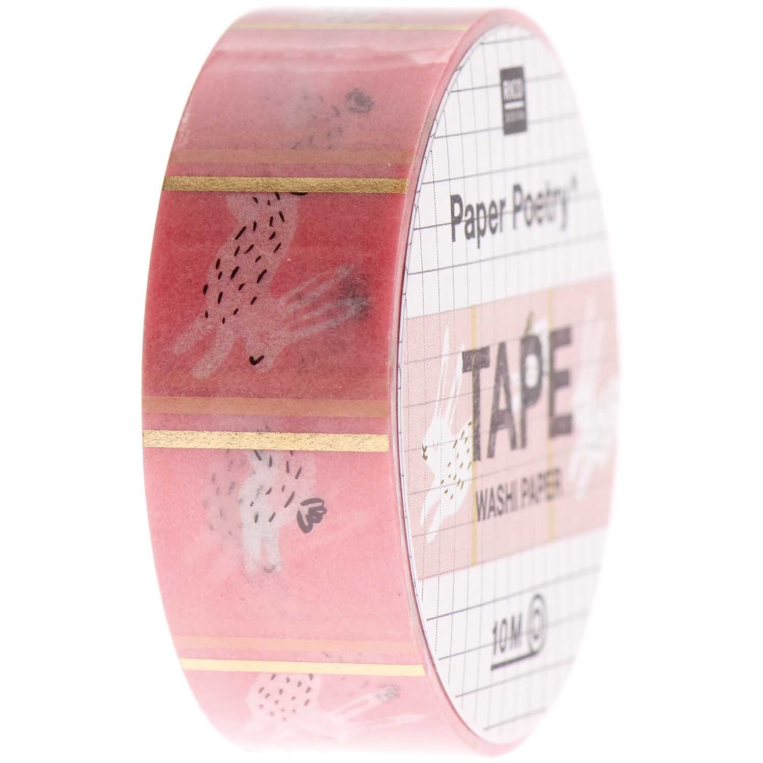 Paper Poetry Tape Bunny Hop rosa 1,5cm 10m von Rico Design