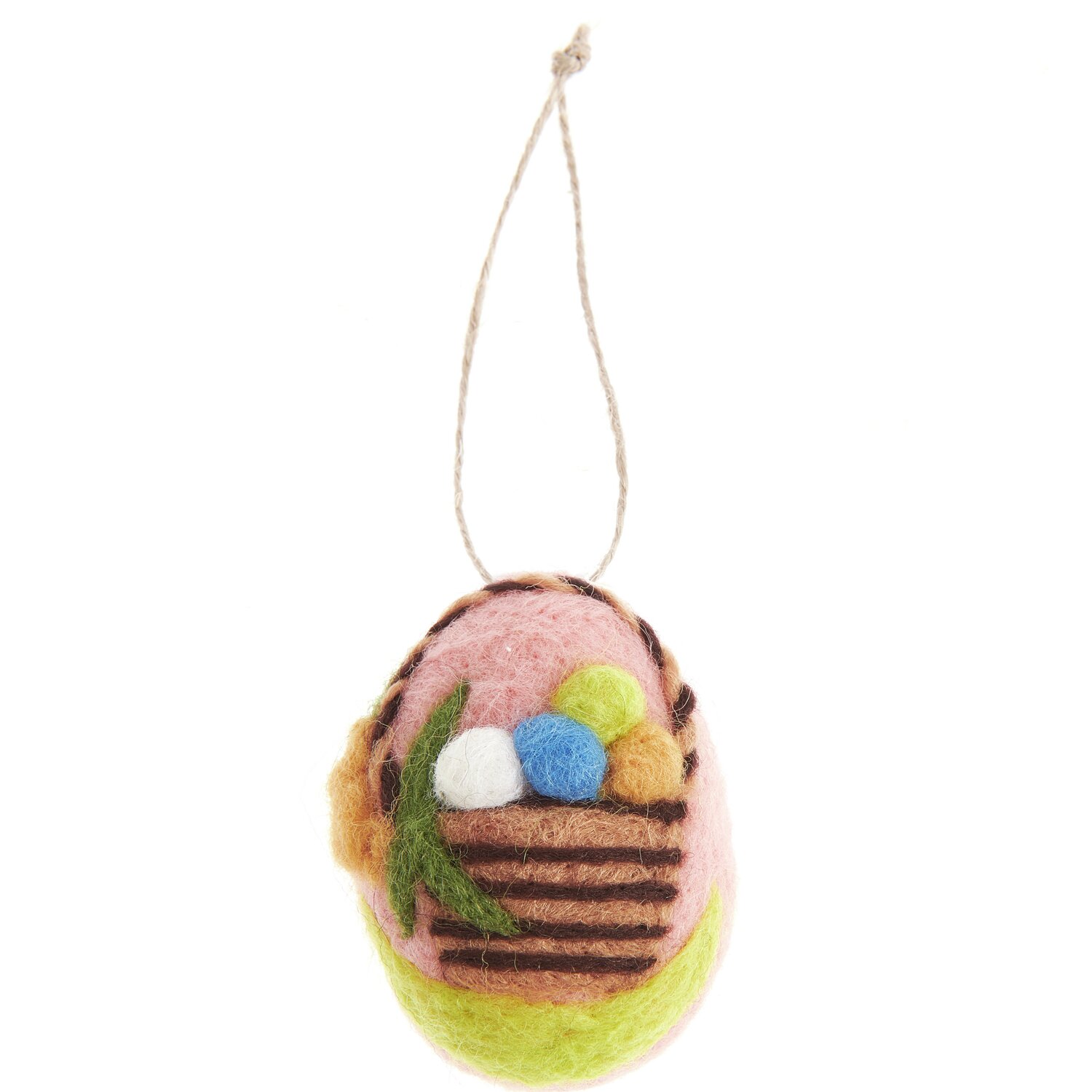 Aufhänger Filz-Ei Osterkorb Rosa mit buntem Design, Ø4,5x6cm, von Rico Design, ideal für Osterdekorationen.