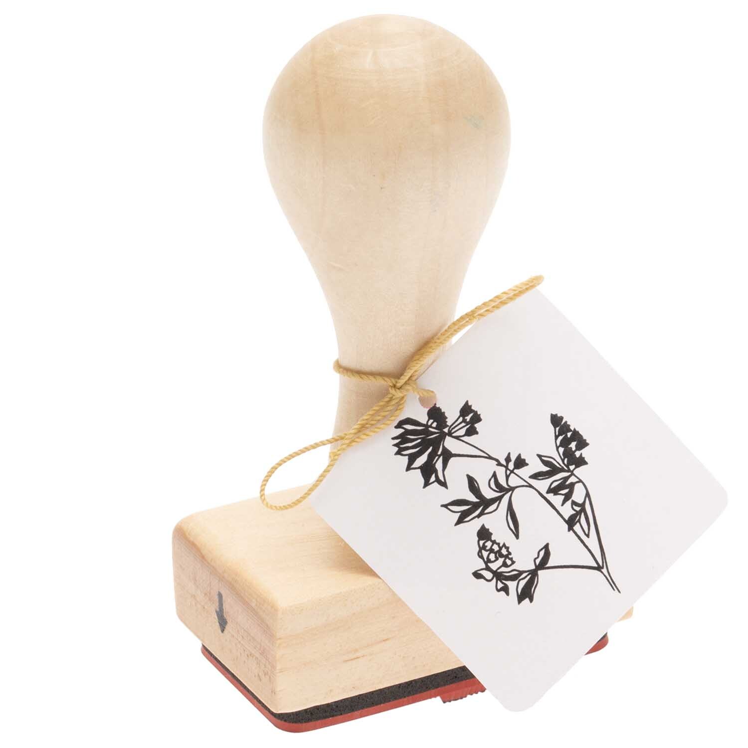 Paper Poetry Stempel Glockenblume 3x5x8cm mit Holzgriff und floralem Design auf weißem Hintergrund.