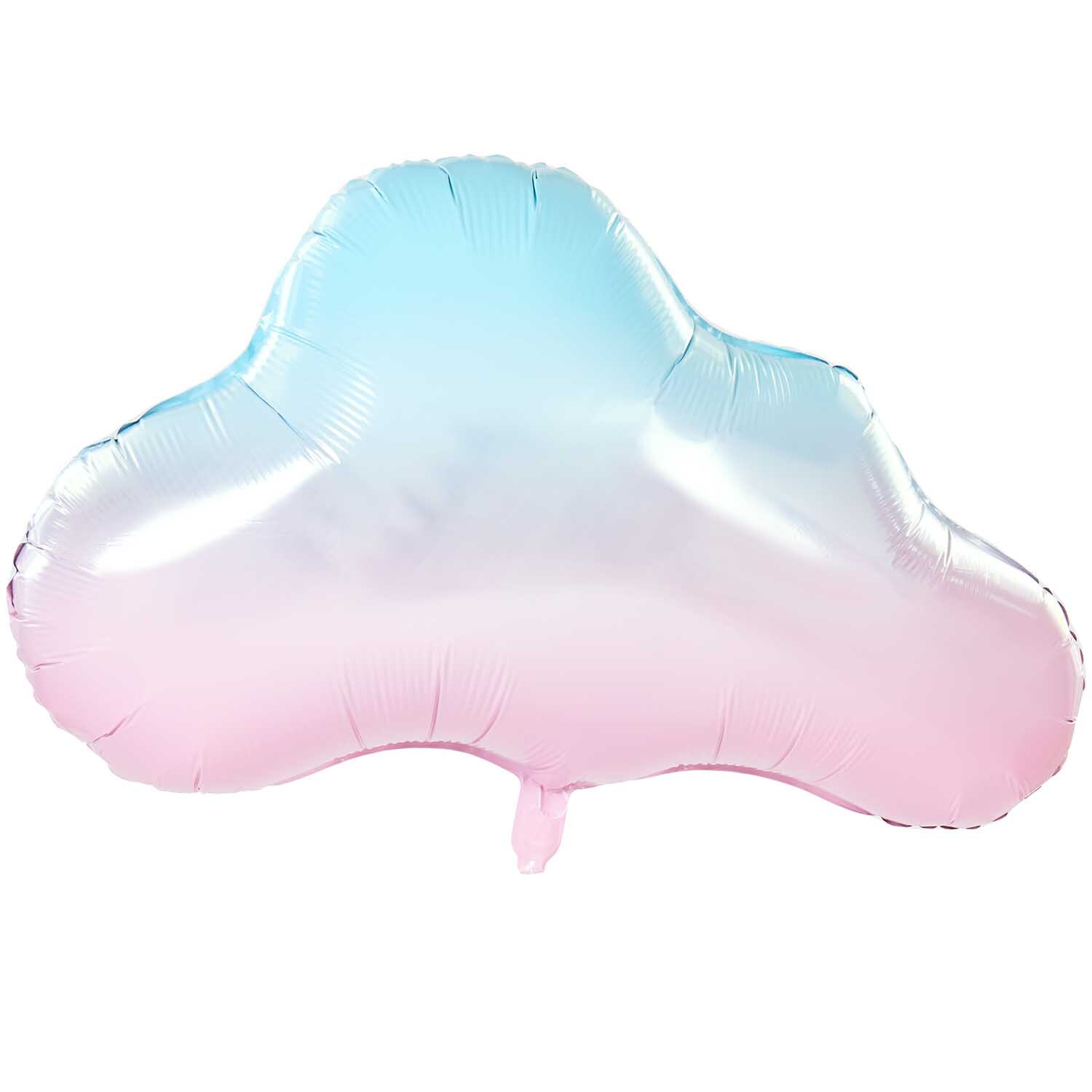 Folienballon Wolke 84x48cm in Pastellfarben von Rico Design, schwebend mit blau-rosa Farbverlauf.