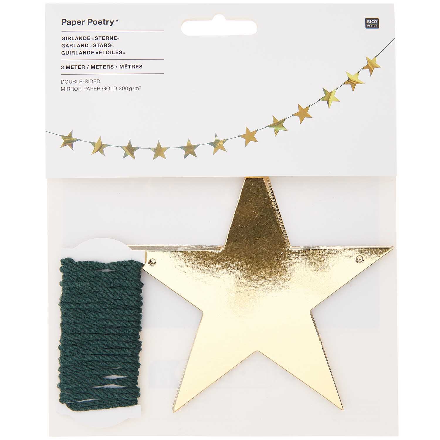 Paper Poetry Girlande Sterne gold 3m von Rico Design