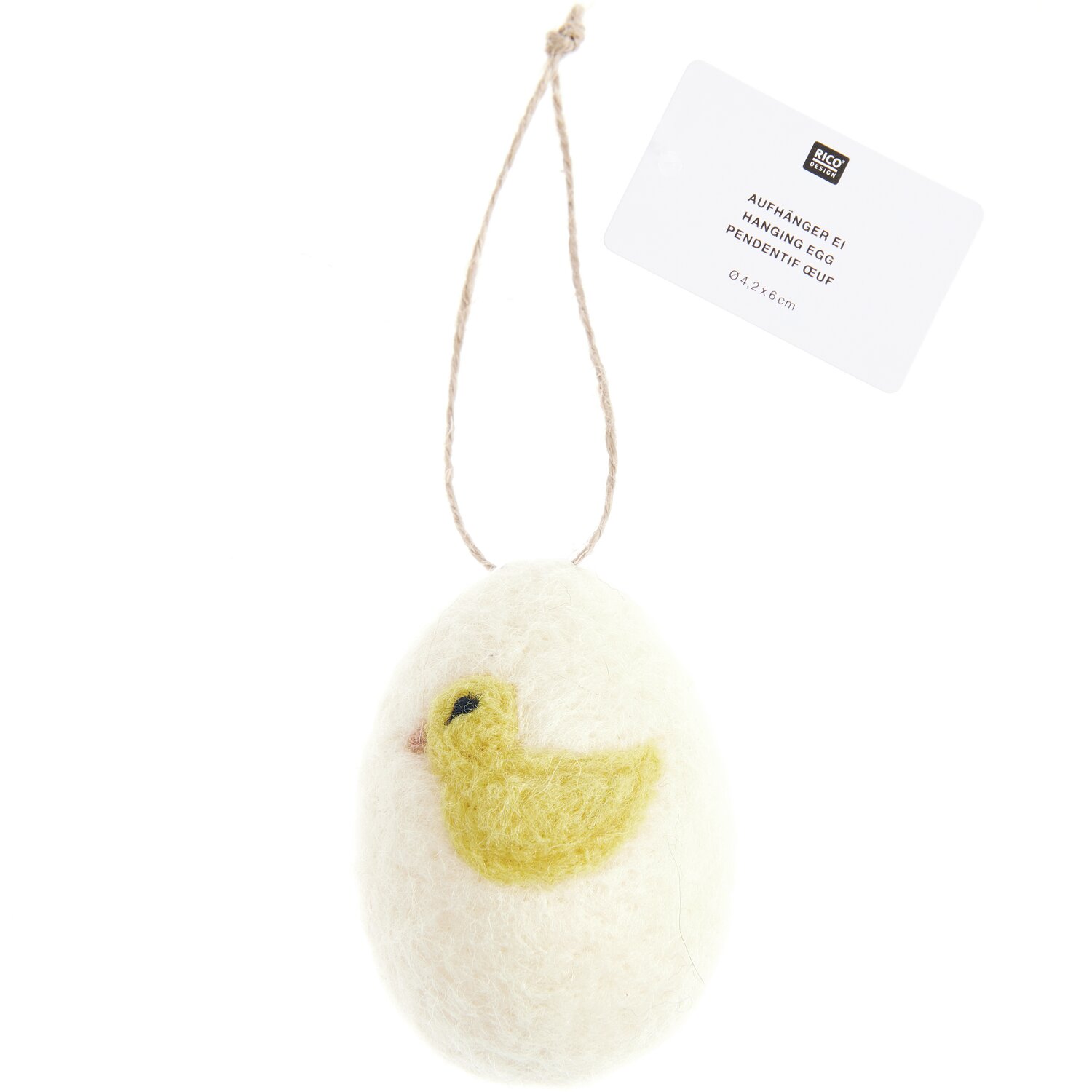 Aufhänger Filz-Ei Küken Weiß Ø4,5x6cm  von Rico Design