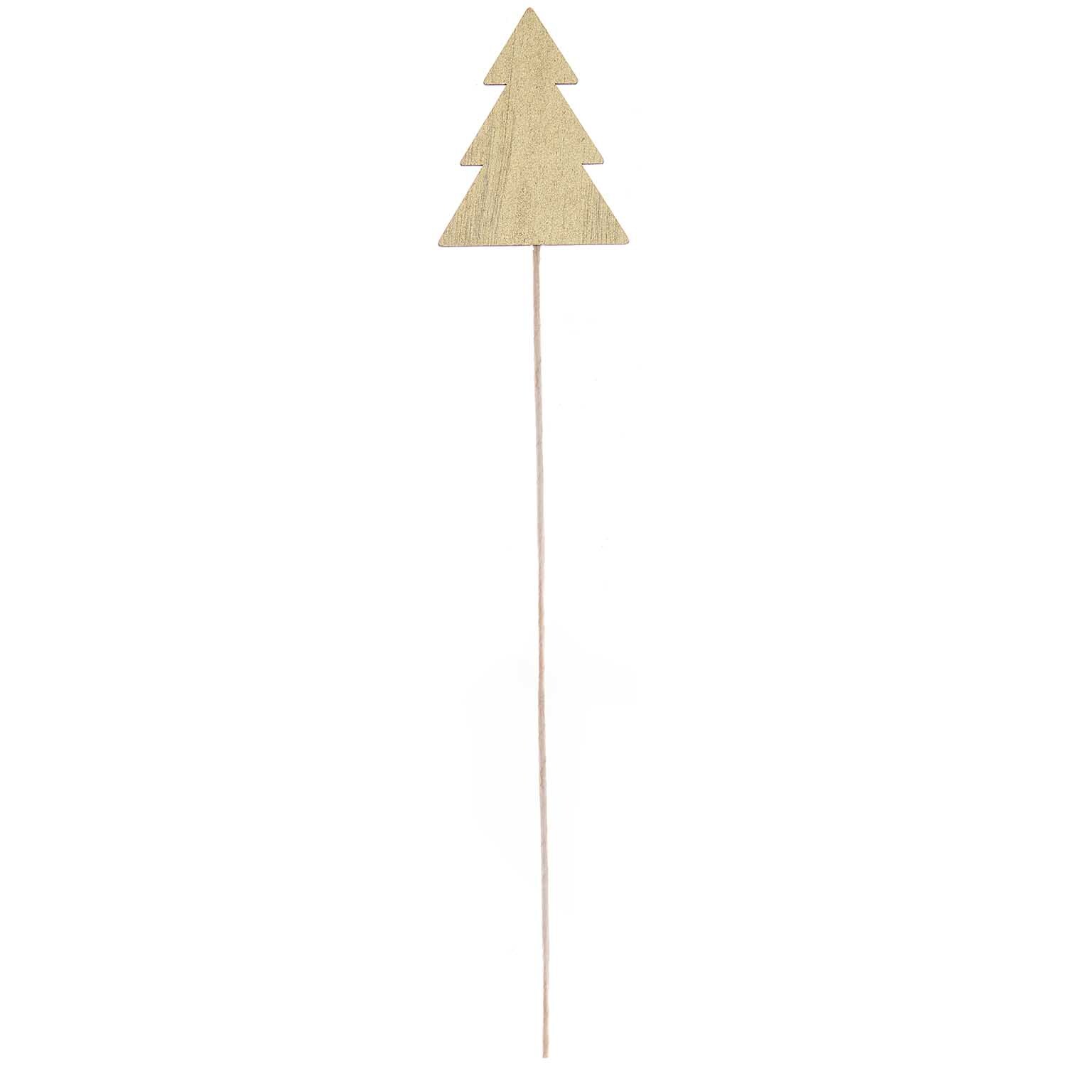 Picker Tannenbaum 27x5cm von Rico Design in Gold. Ein dekorativer Baum auf einem langen Stab.