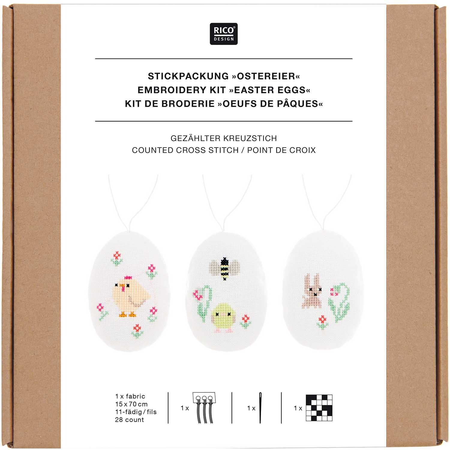 Pack de broderie Oeufs de Pâques Pixel Art 3 pièces from Rico Design