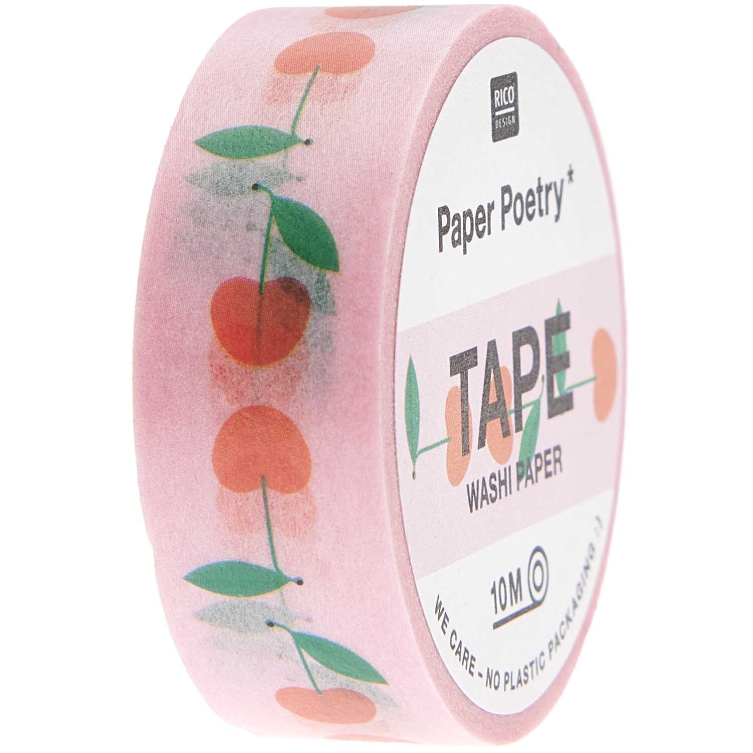 Paper Poetry Tape Kirschen rosa 15mm 10m von Rico Design