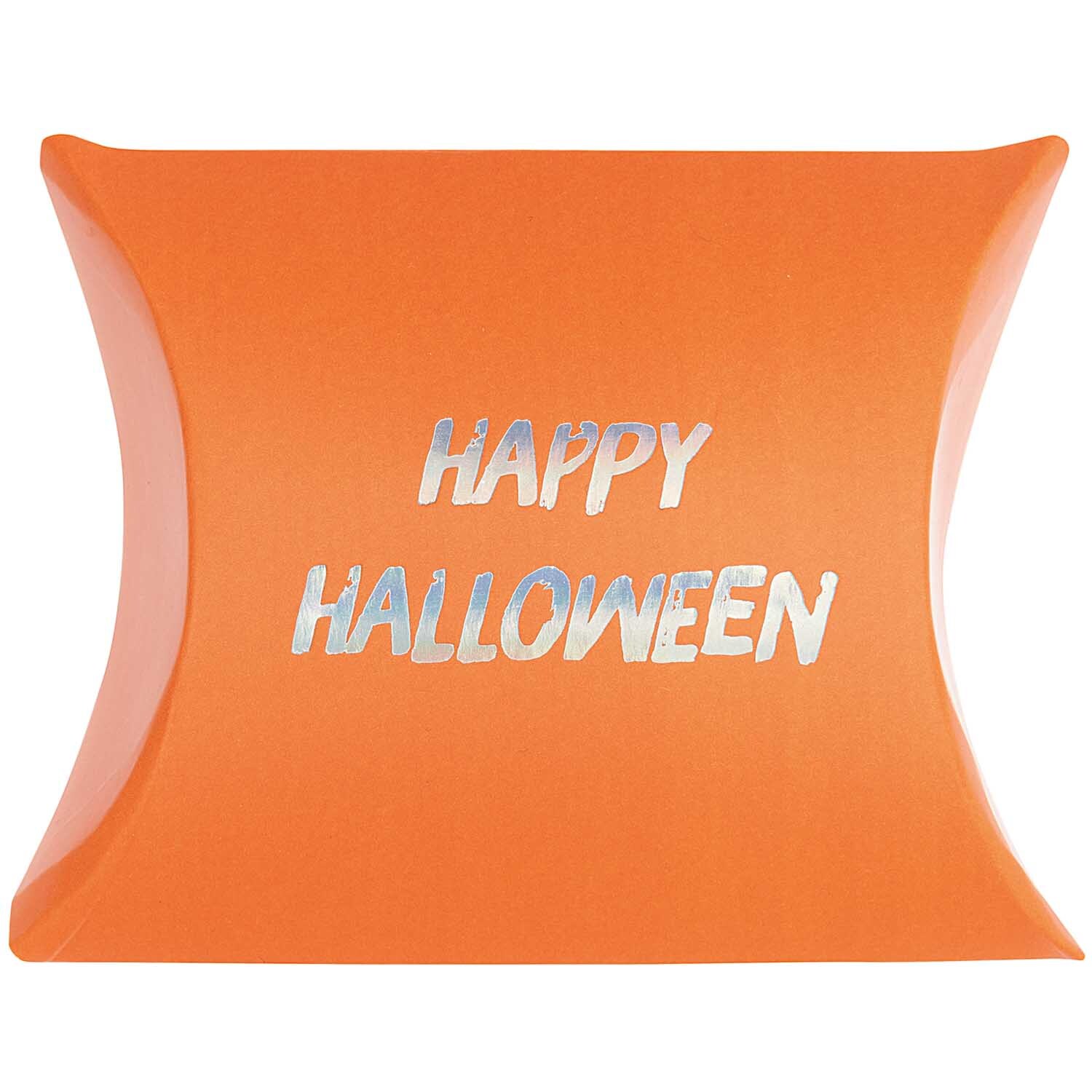 Paper Poetry Geschenkschachteln in Orange mit "Happy Halloween"-Aufdruck, ideal für Geschenke. Marke: Rico Design.
