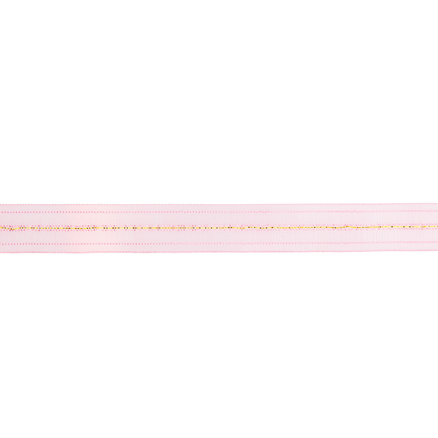 Organzaband Grob Pink/Gold, 16mmx3m, von Rico Design. Zartes Band in Rosa mit goldenen Akzenten, ideal für Dekorationen und Bastelprojekte.
