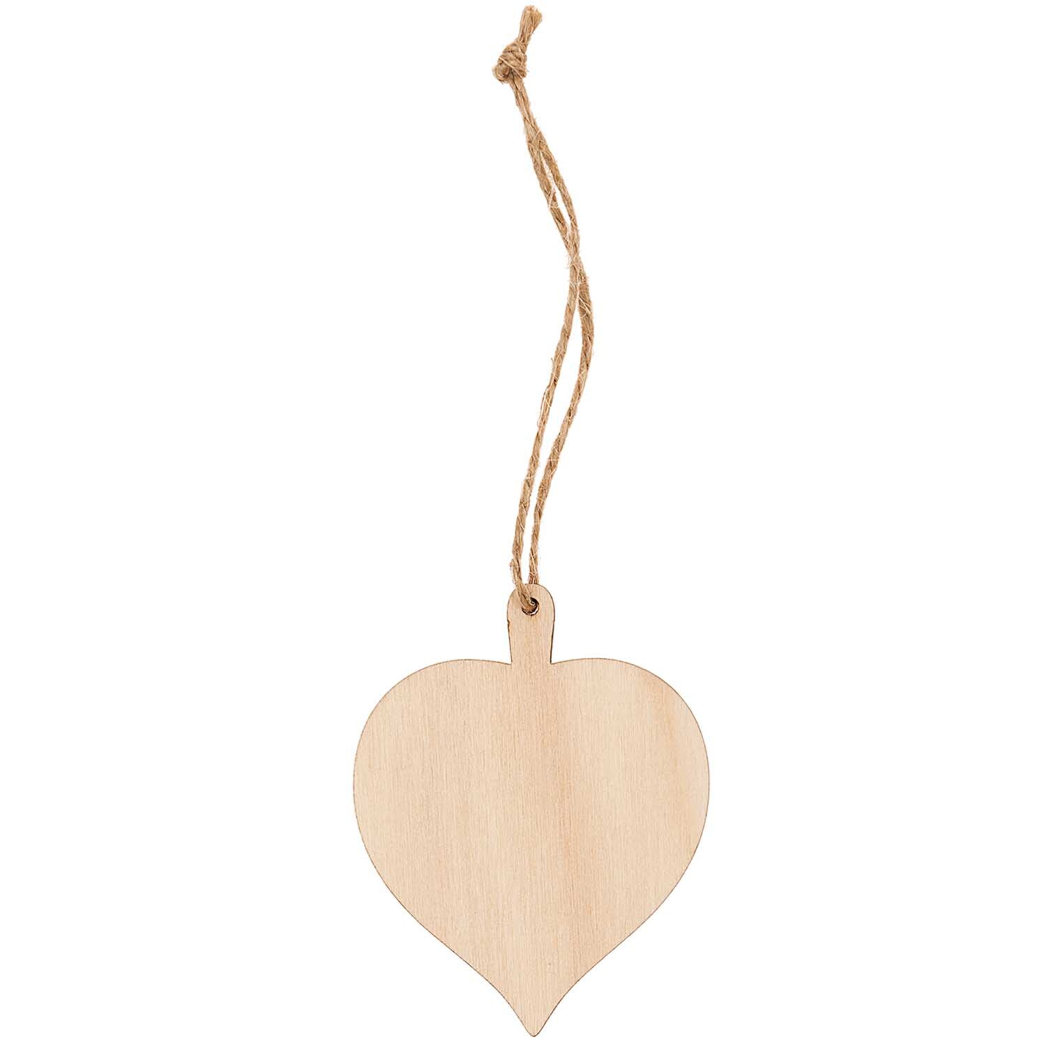 Holzanhänger Lindenblatt natur von Rico Design, zeigt ein herzförmiges Blatt mit Kordel.