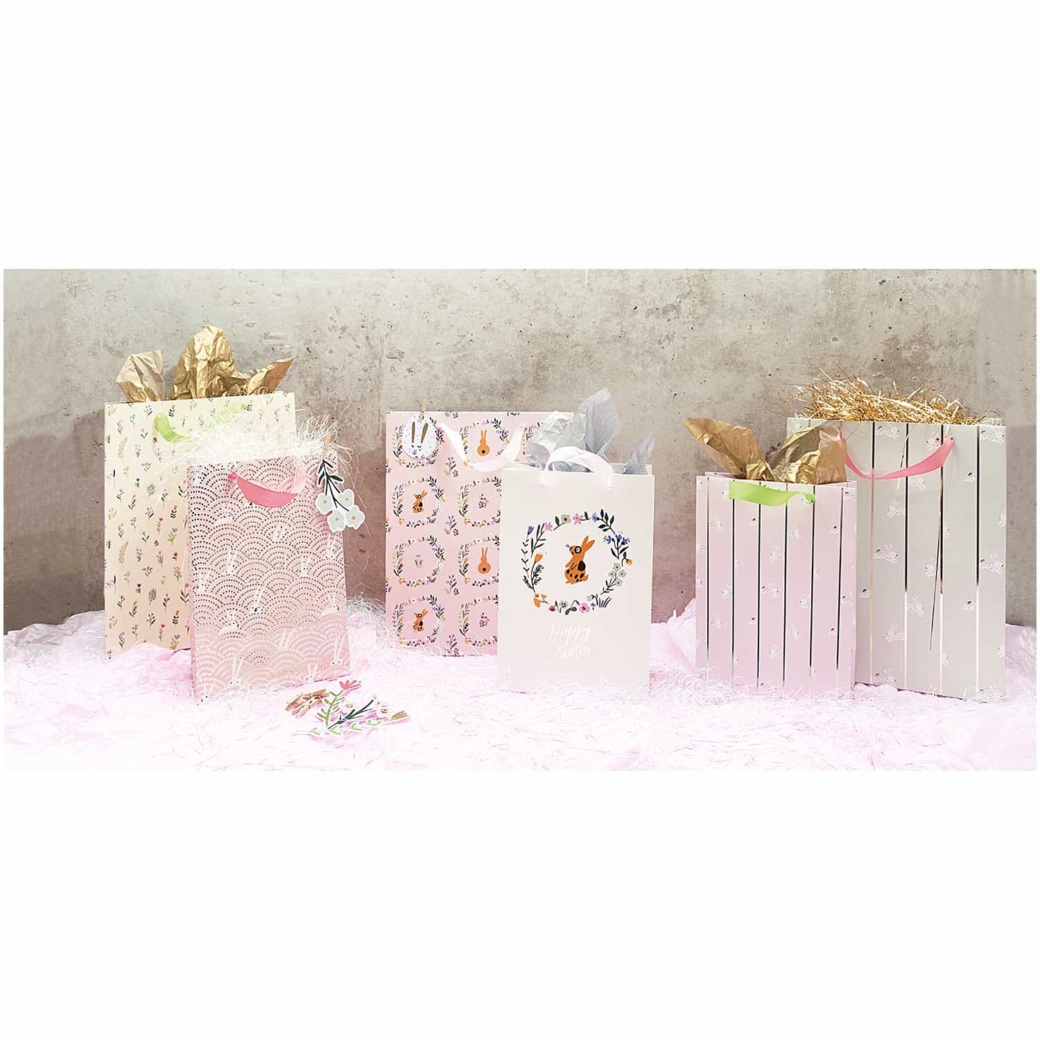 Paper Poetry Geschenktüte Bunny Hop Streublumen 26x32x12cm von Rico Design