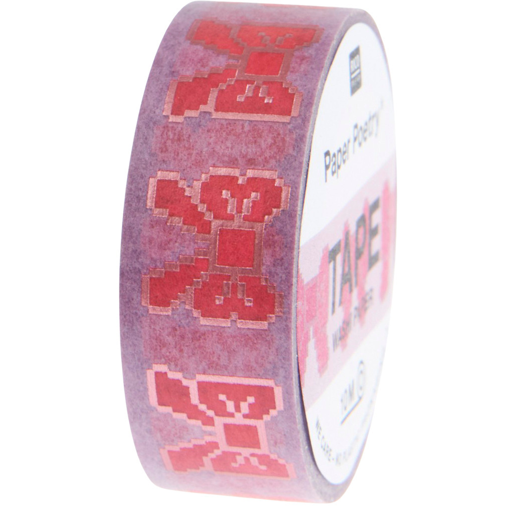 Paper Poetry Tape Schleifen Flieder/Rosa 1,5cm 10m von Rico Design