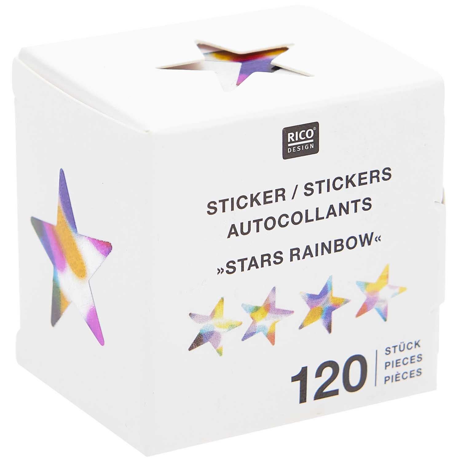 Paper Poetry Mini-Sticker Sterne Rainbow auf der Rolle 120 Stück von Rico Design