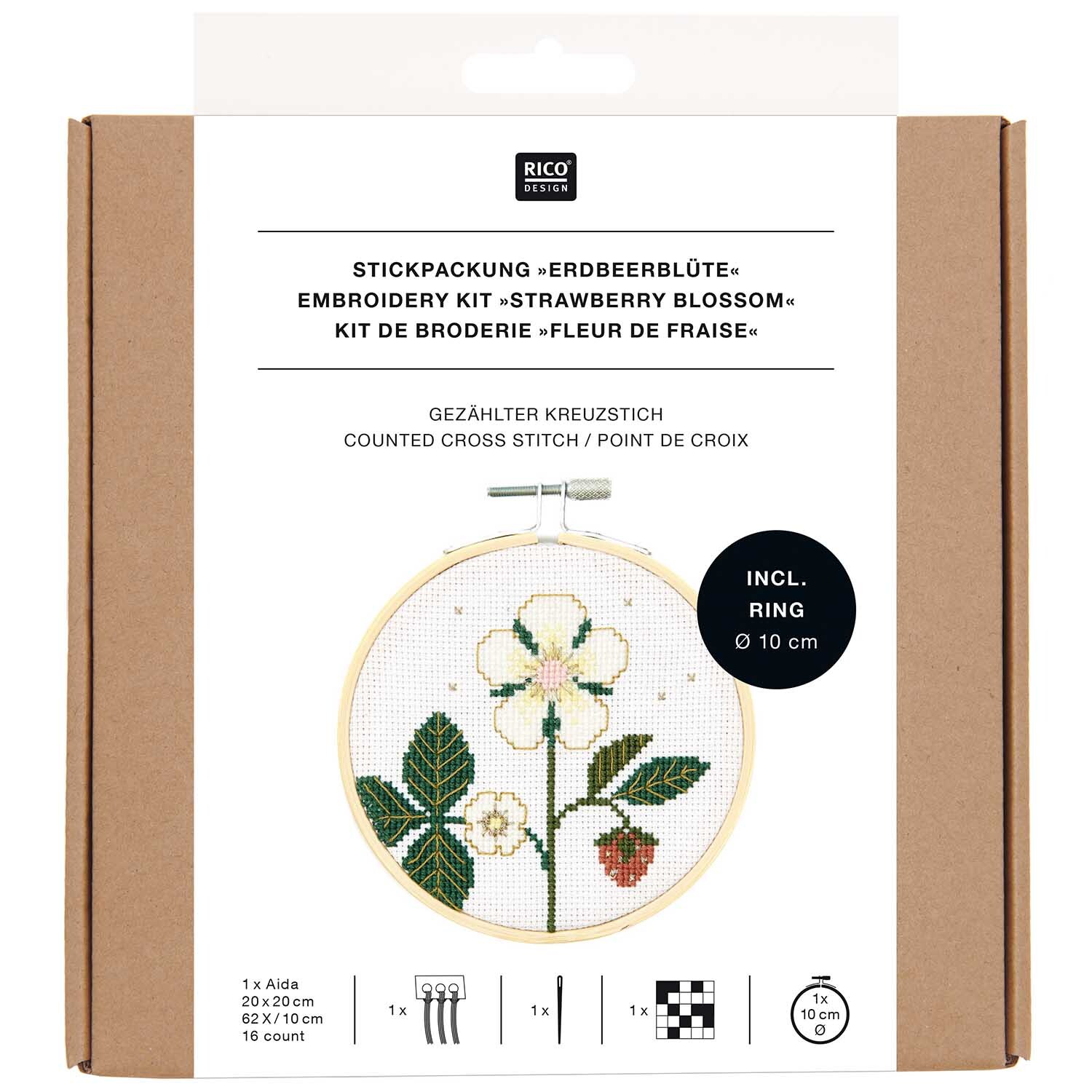 Kit de broderie image fleur de fraise from Rico Design