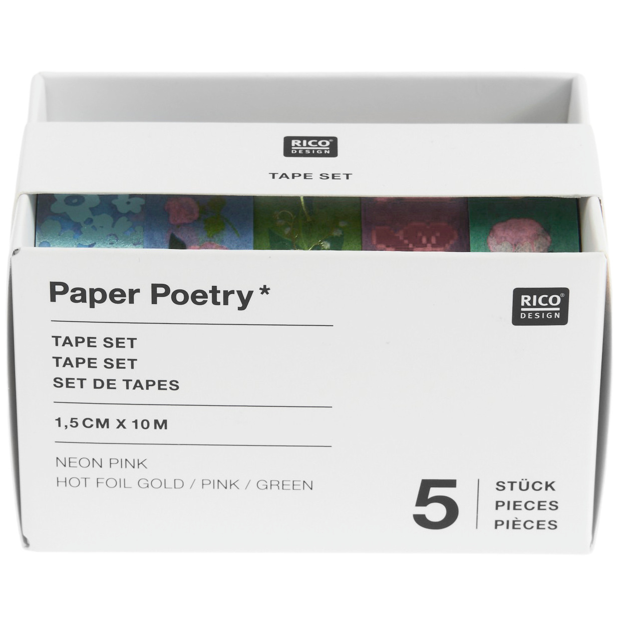 Paper Poetry Tape Set La Vie En Rose Grün/Blau 5-teilig von Rico Design