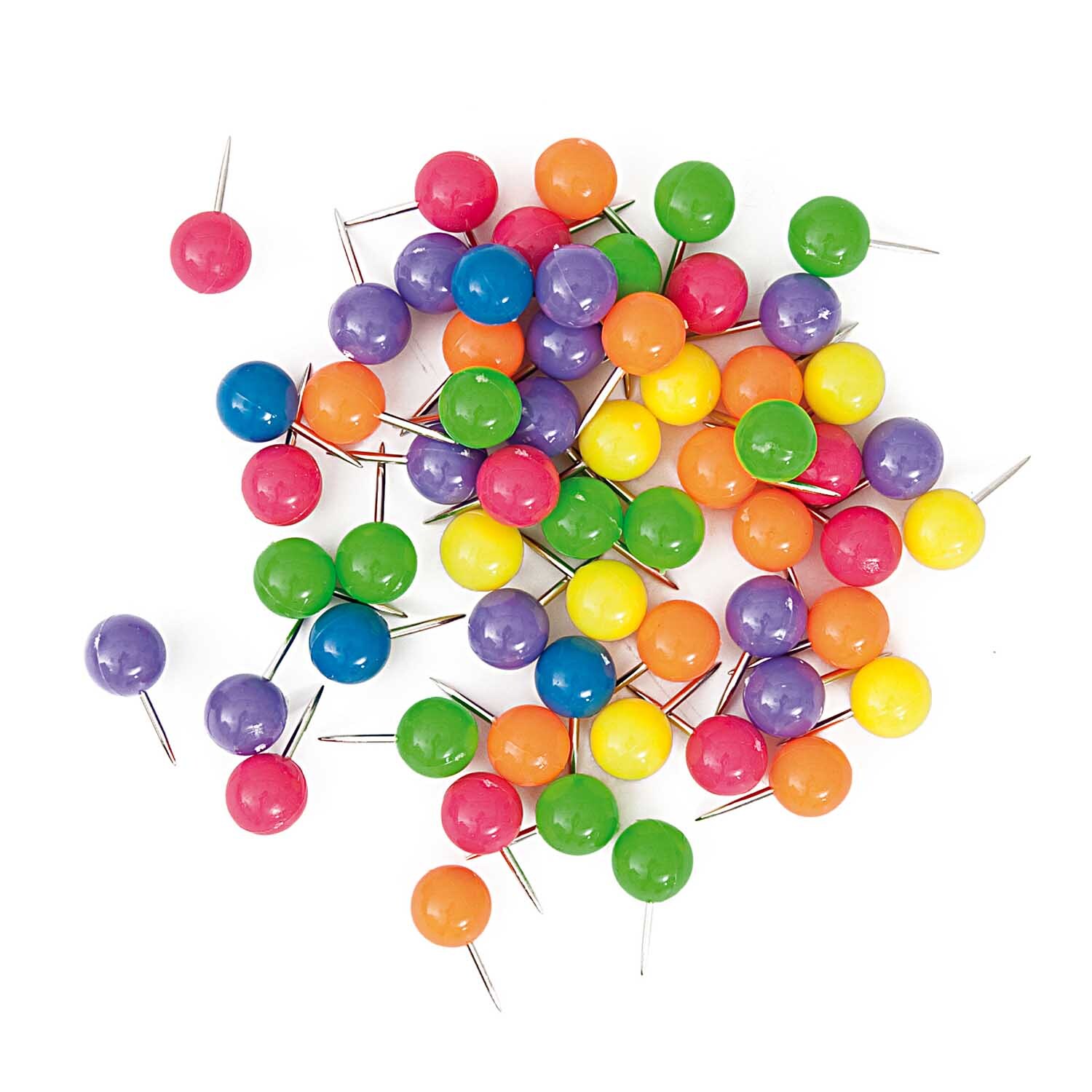 Paper Poetry pinboard pins round multicoloured 60 pieces