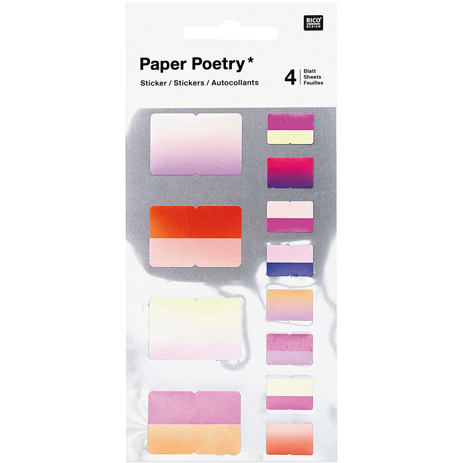 Paper Poetry Sticker Register mit 48 rosa Stickern von Rico Design, ideal zum Dekorieren und Organisieren.