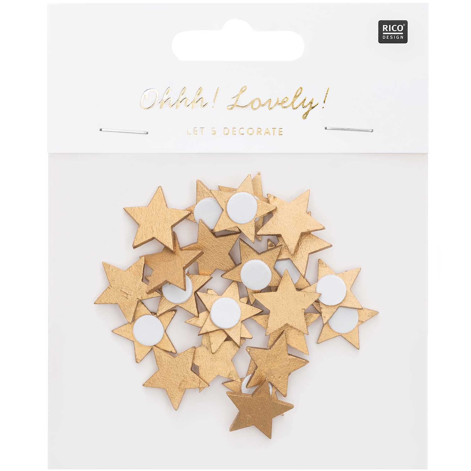Holzsticker Sterne gold 20x19mm 24 Stück von Rico Design