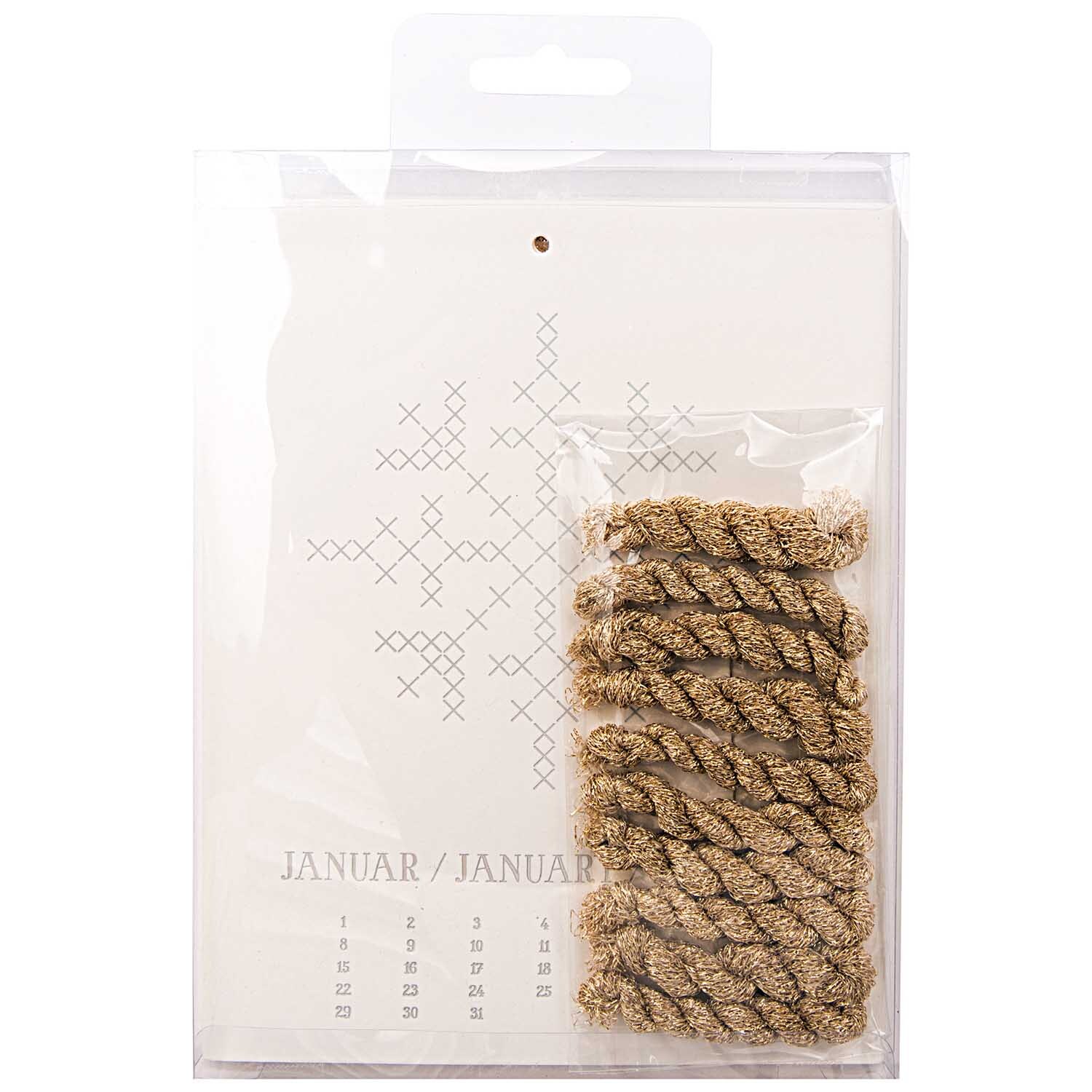 Paper Poetry Kalender zum Besticken mit irisierendem Garn und Kreuzstichmuster von Rico Design.