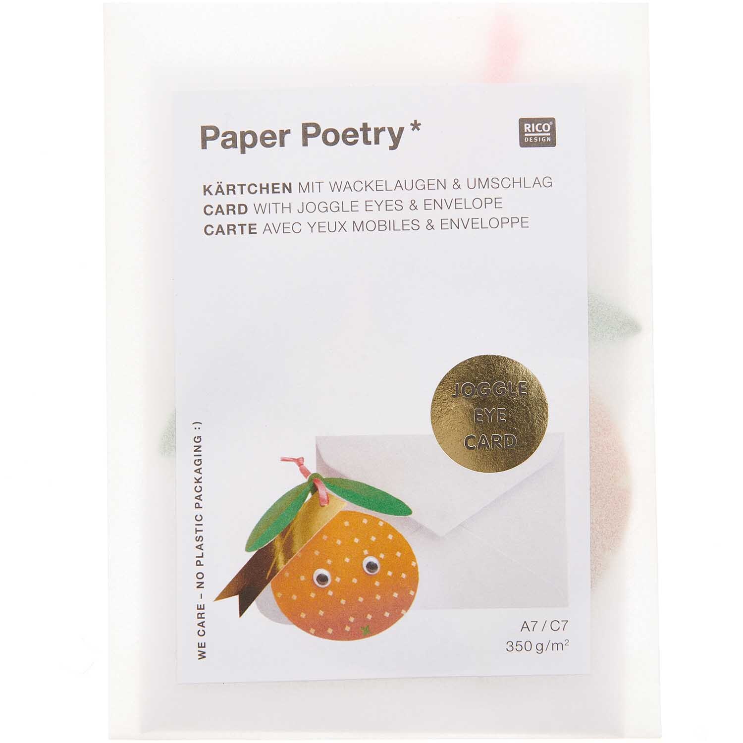 Paper Poetry Karte mit Wackelaugen Orange A7/C7 von Rico Design