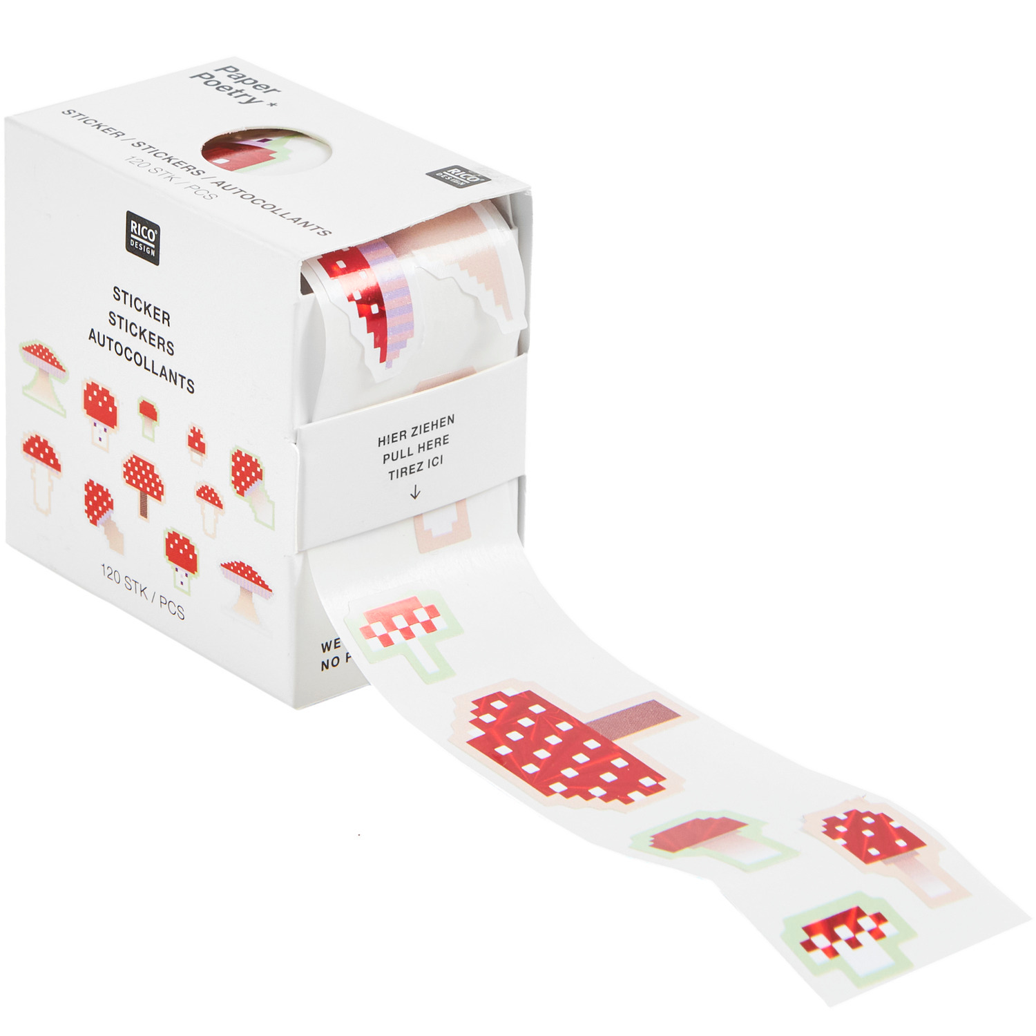 Paper Poetry Mini Sticker Shrooom Pixel auf der Rolle Ø2,5cm 120 Stück von Rico Design