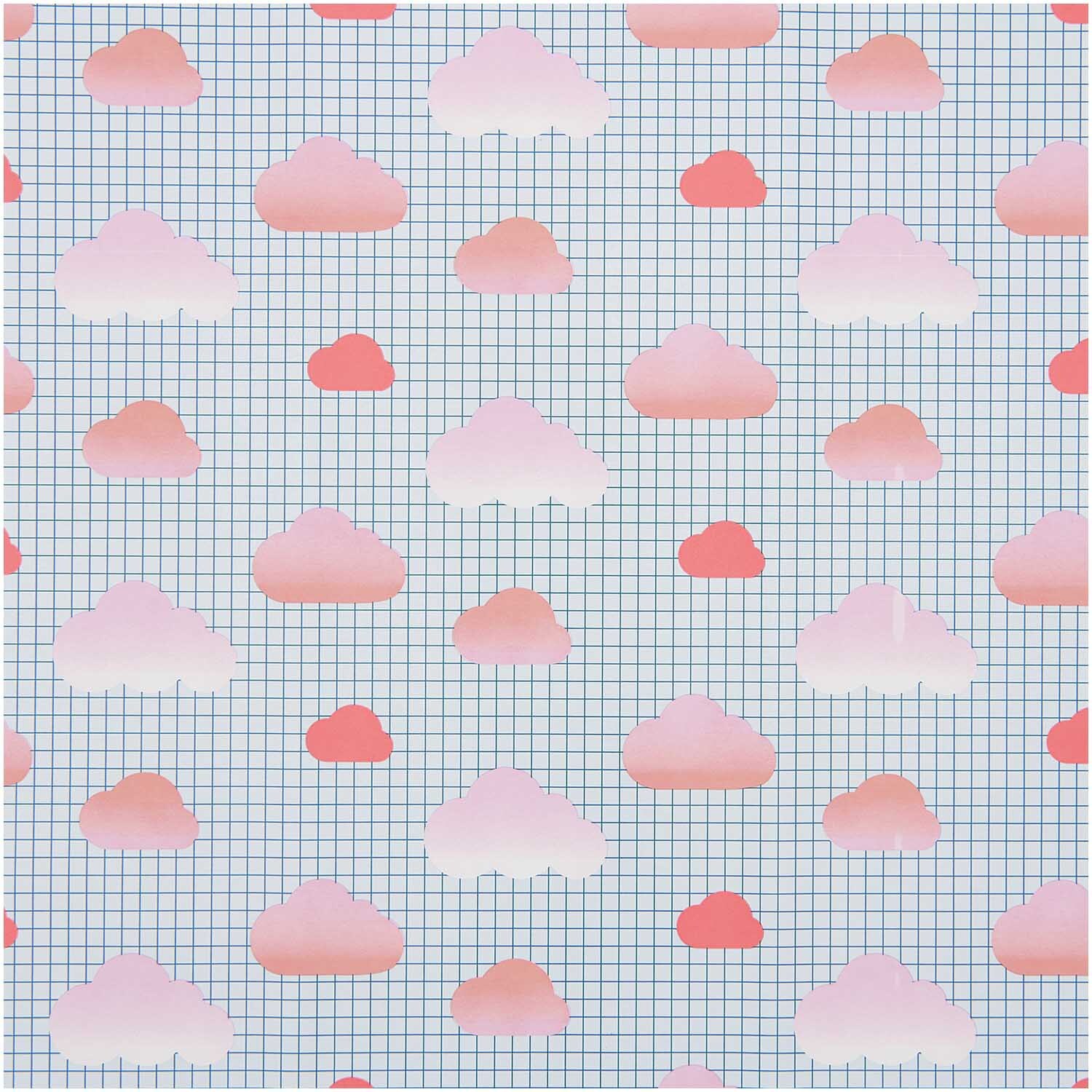 Paper Poetry Geschenkpapier Wolken 200x70cm 80g/m² von Rico Design Paper Poetry Geschenkpapier mit rosa Wolkenmuster auf kariertem Hintergrund, 200x70cm, 80g/m².