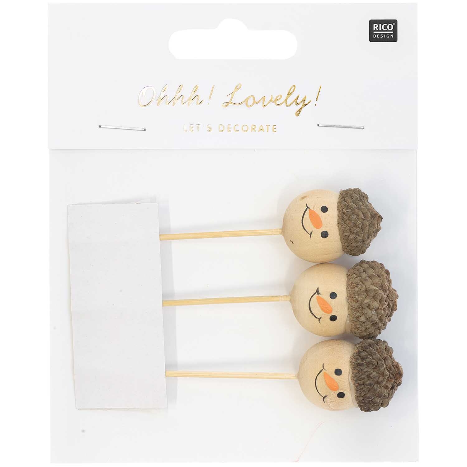 Sticks Schneemann natur 3 Stück von Rico Design