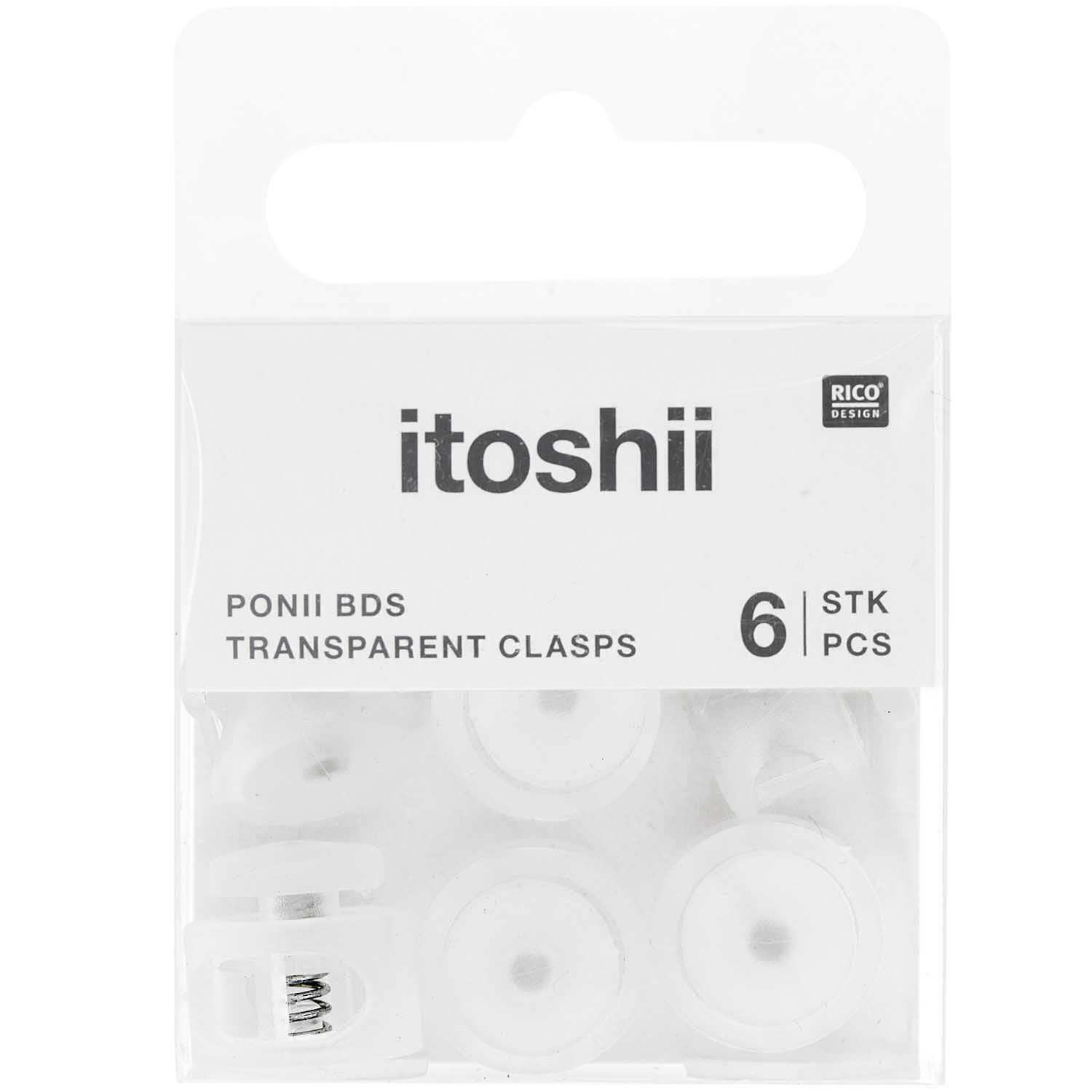 itoshii - Ponii Beads Verschlüsse 14x9mm 6 Stück Farbe Transparent von Rico Design