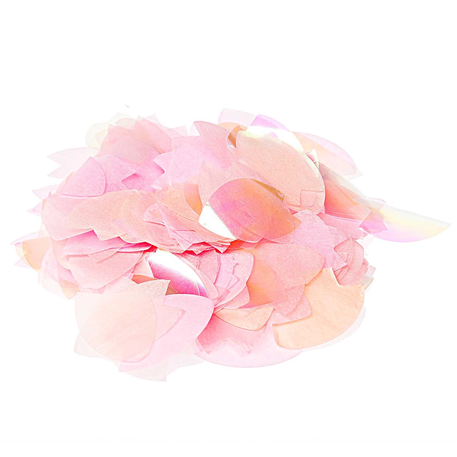 Konfetti Kirschblüten rosa irisierend von Rico Design, zeigt rosa Blütenblätter in irisierenden Tönen. Ideal für festliche Dekorationen.