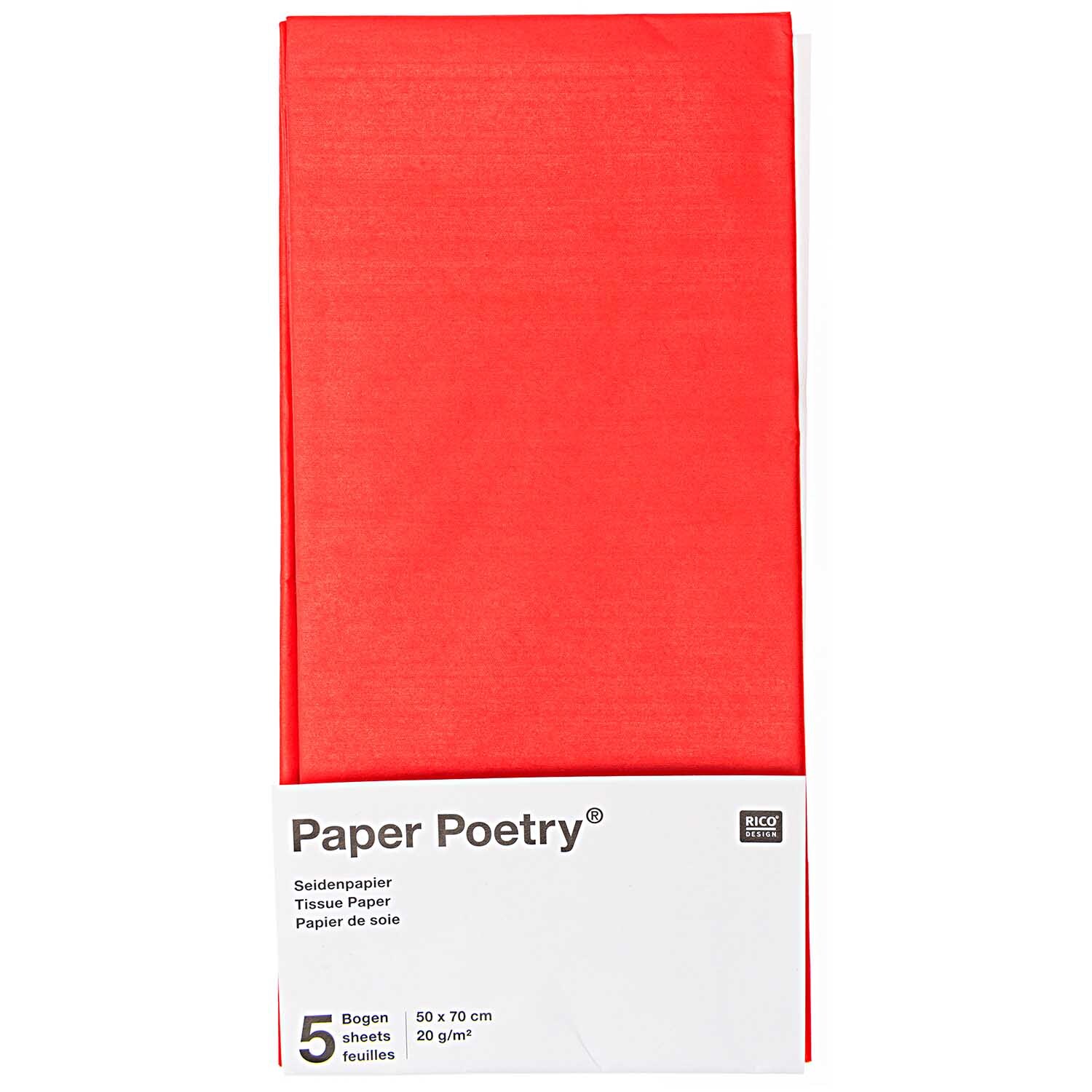 Seidenpapier 50x70cm 5 Bogen Farbe Rot von Rico Design