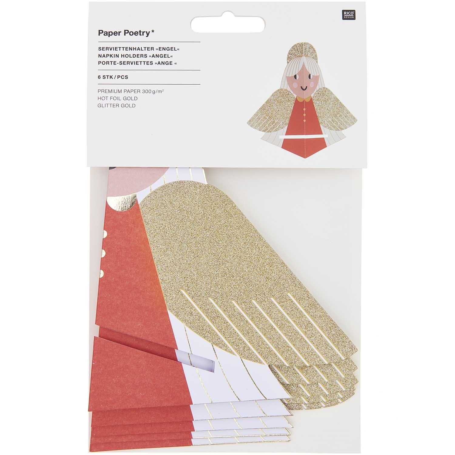 Paper Poetry Serviettenhalter Engel 24,7x18,4cm 6 Stück von Rico Design