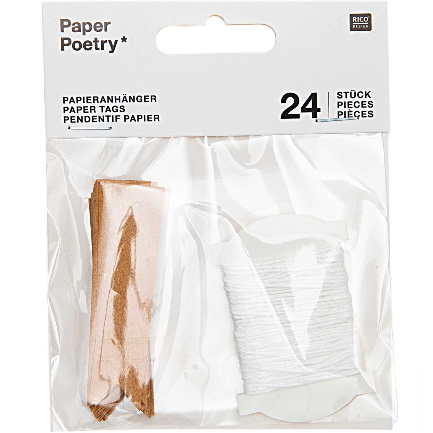 Paper Poetry Papieranhänger Kraftpapier lang 2x7cm 24 Stück von Rico Design