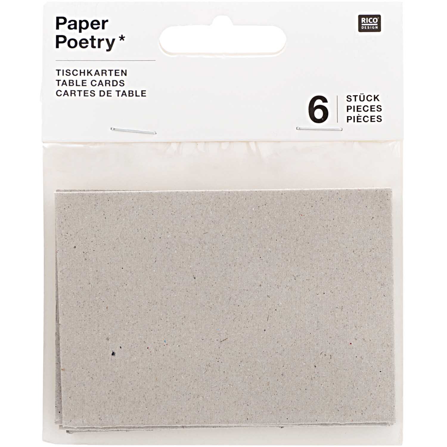 Paper Poetry Tischkarten 9x12,7cm 6 Stück Farbe Graukarton von Rico Design