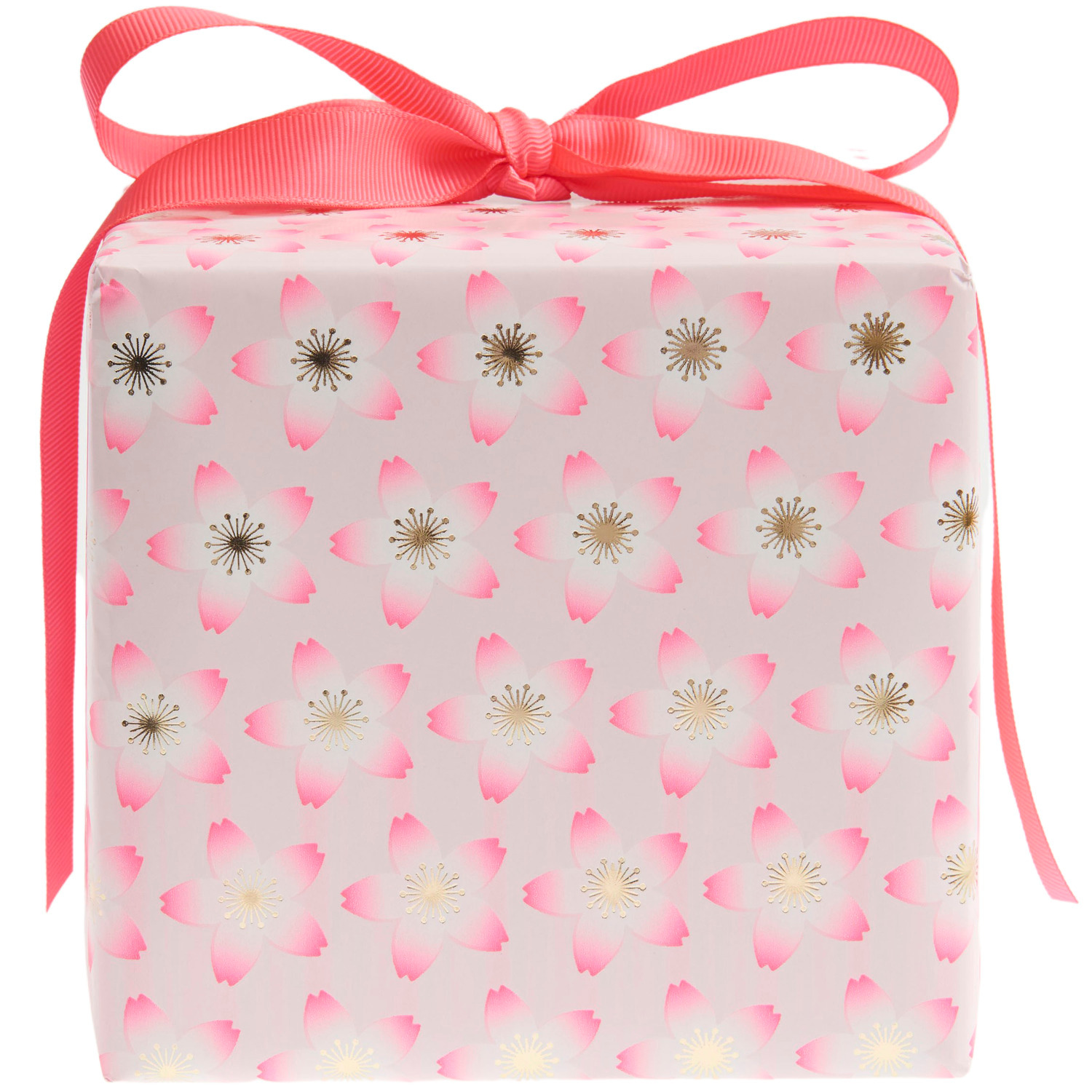 Geschenkpapier Kirschblüten Pink 70cm 2m 80g/m² von Rico Design Geschenkpapier Kirschblüten Pink mit zartem Blütenmuster, verpackt mit rosa Schleife, 70cm x 2m. Ideal für stilvolle Geschenke.