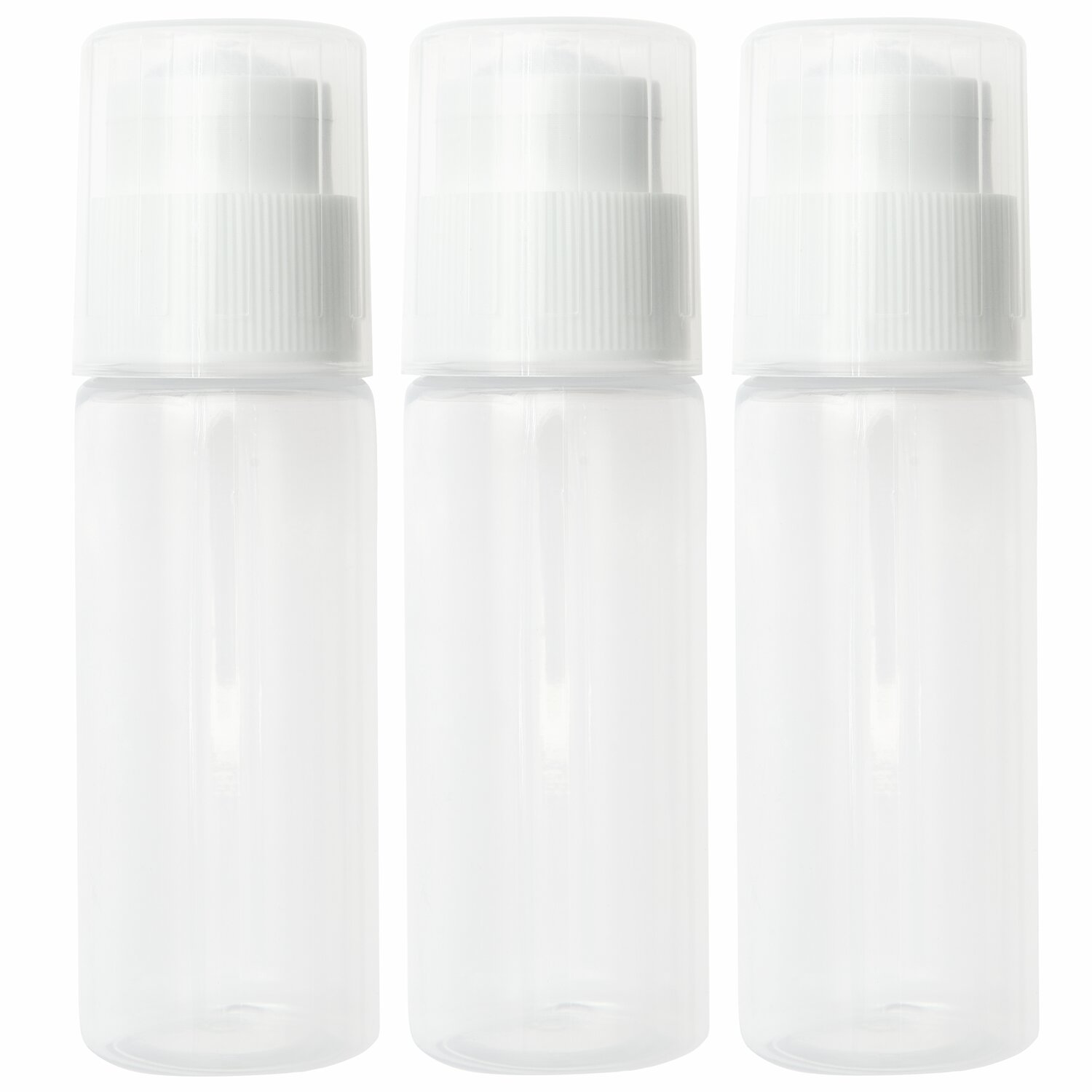 Leerflaschen Squeeze Acrylic, 3x60ml, transparent, von Rico Design. Drei leere, durchsichtige Flaschen mit Pumpverschluss.