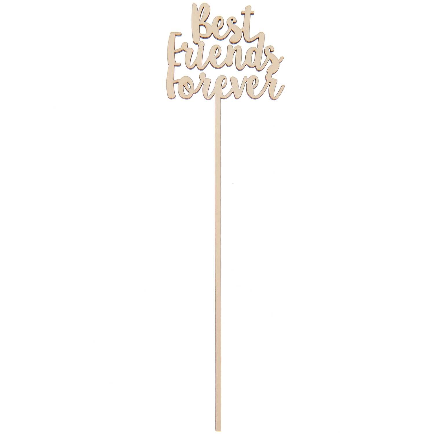 Holzpicker Best Friends Forever 23,5x6,5cm von Rico Design zeigt einen Schriftzug auf einem langen Holzstab.