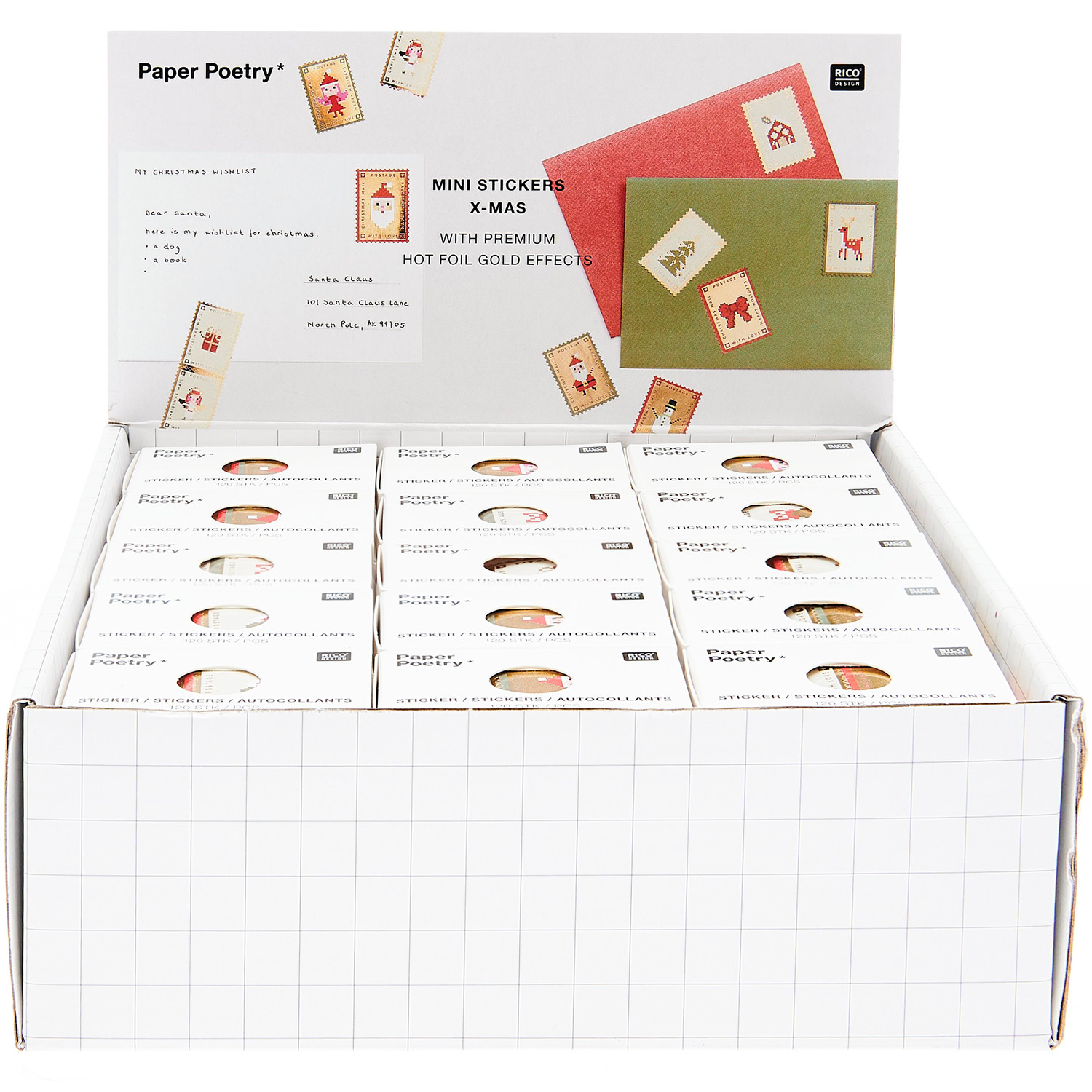Paper Poetry Mini-Sticker Weihnachtspost 120 Stück ca. Ø 2,5cm von Rico Design