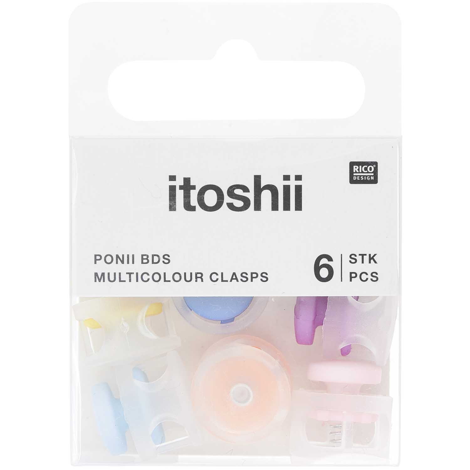 itoshii - Ponii Beads Verschlüsse multicolour  14x9mm 6 Stück von Rico Design