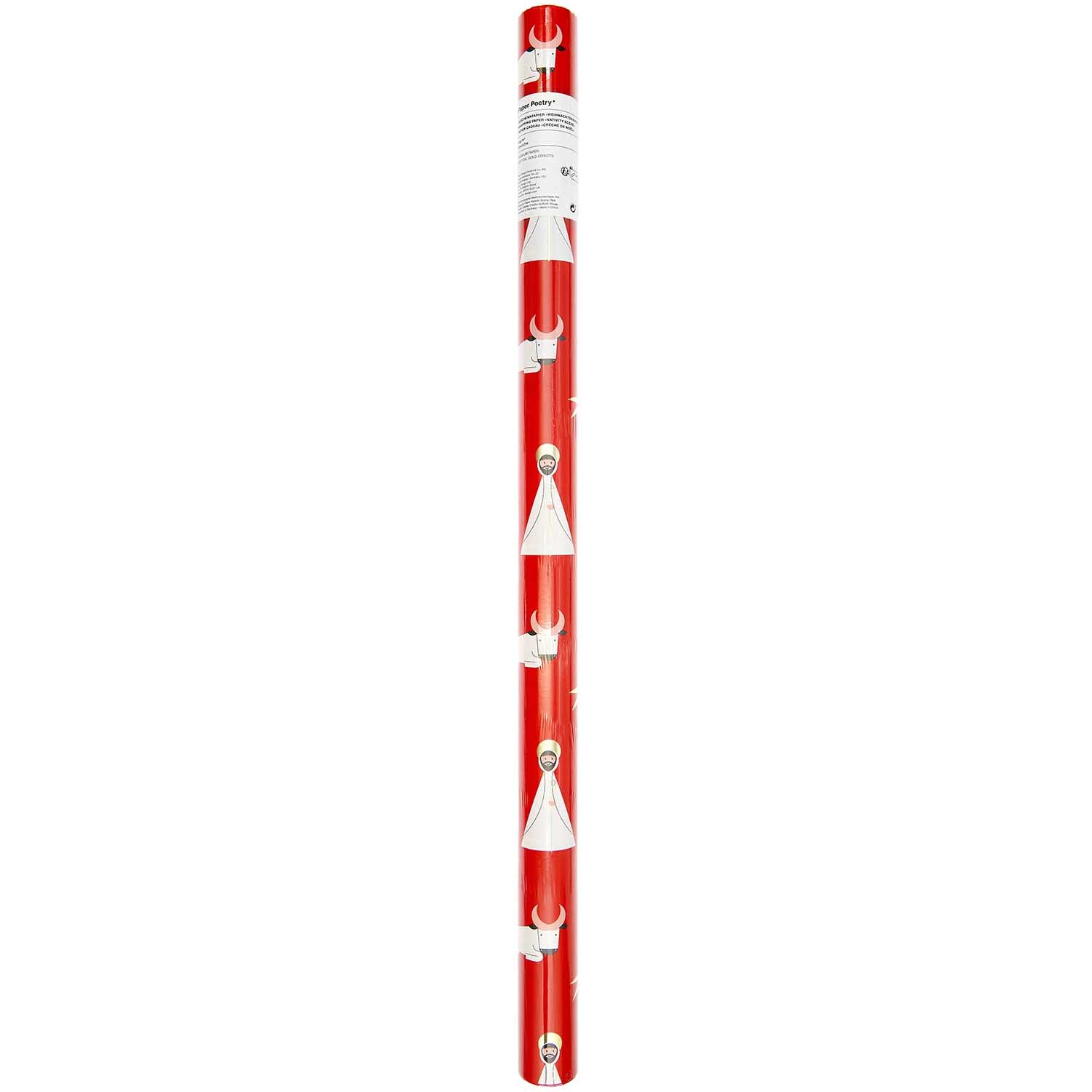 Paper Poetry Papier cadeau crèche de Noël 200x70cm 80g/m2 200x70cm 80g/m2 Couleur Rouge from Rico Design Paper Poetry Geschenkpapier Weihnachtskrippe zeigt Engel und Krippenmotive auf rotem Hintergrund.