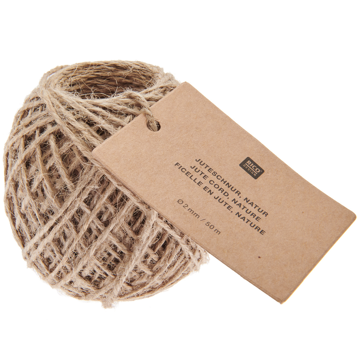 Juteschnur 2mm 50m Farbe Natur von Rico Design Juteschnur 2mm 50m von Rico Design in natürlichem Farbton, ideal für kreative Bastelprojekte.