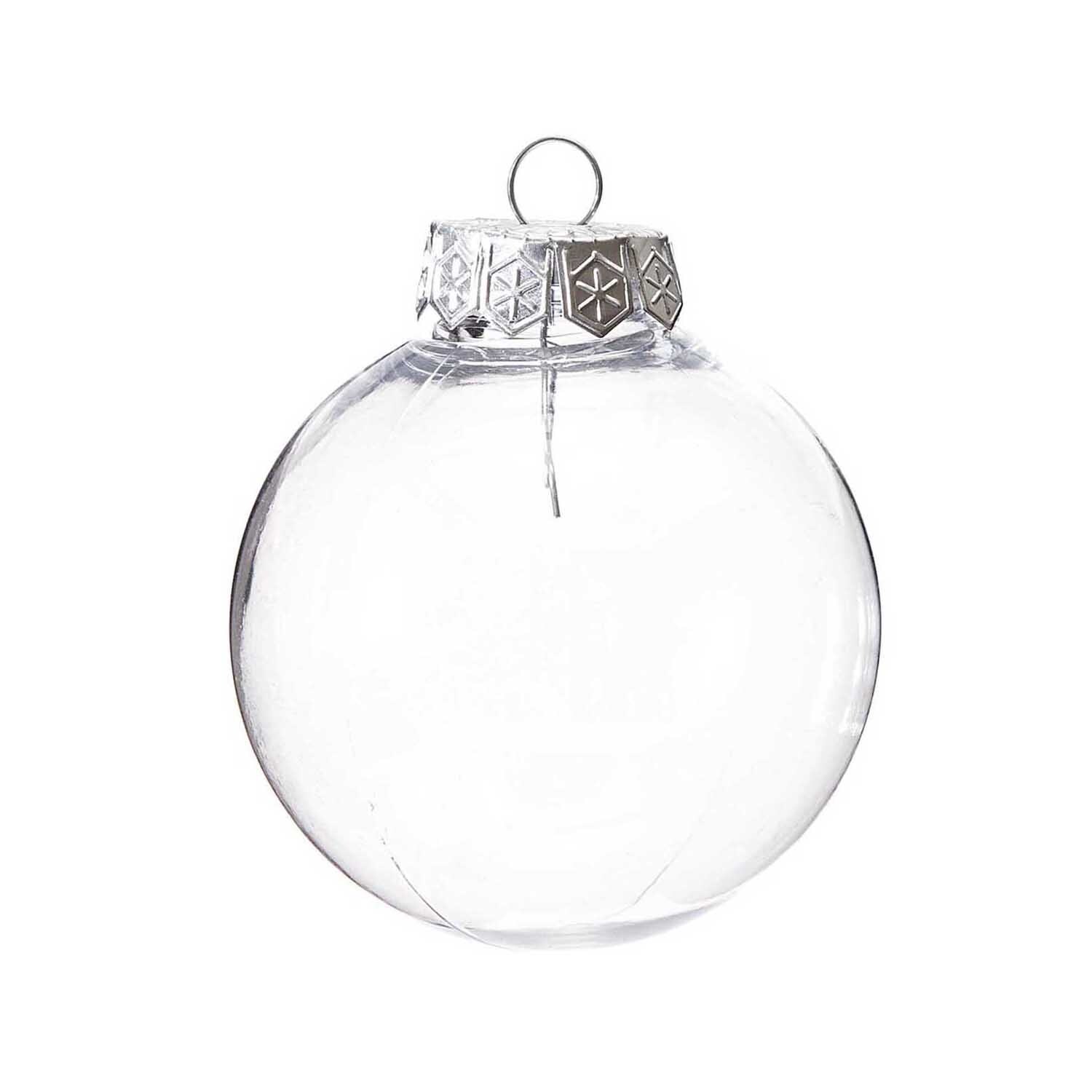 Weihnachtskugel aus Kunststoff 7cm, transparent, von Rico Design. Ideal für festliche Dekorationen.