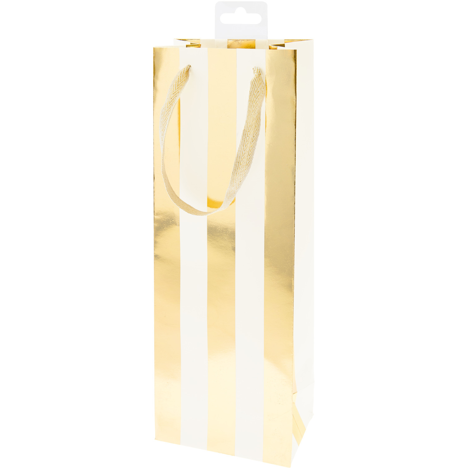 Flaschentüte mit Streifen Creme/Gold 12x36,6x8cm, 230g/m² von Rico Design