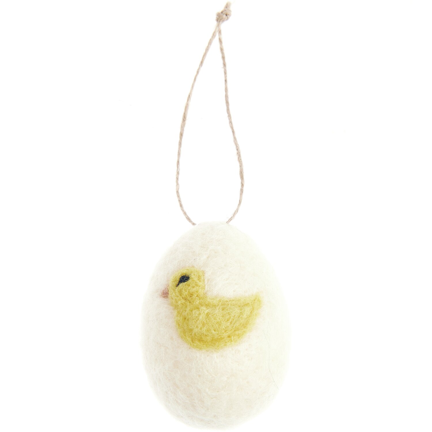 Aufhänger Filz-Ei Küken Weiß von Rico Design: Filz-Ei mit gelbem Kükenmotiv, ideal als Osterdekoration.