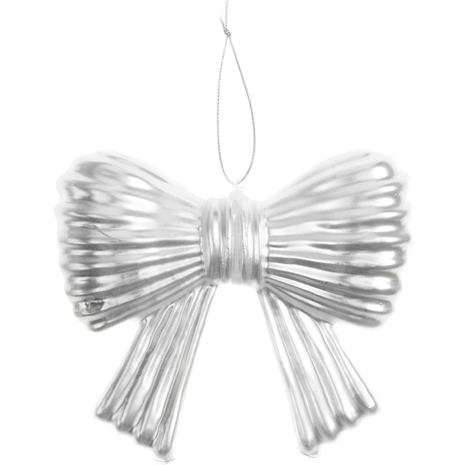 Glashänger Schleife groß in elegantem Silber von Rico Design, 13,5x11x3,5cm, ideal für festliche Dekorationen.