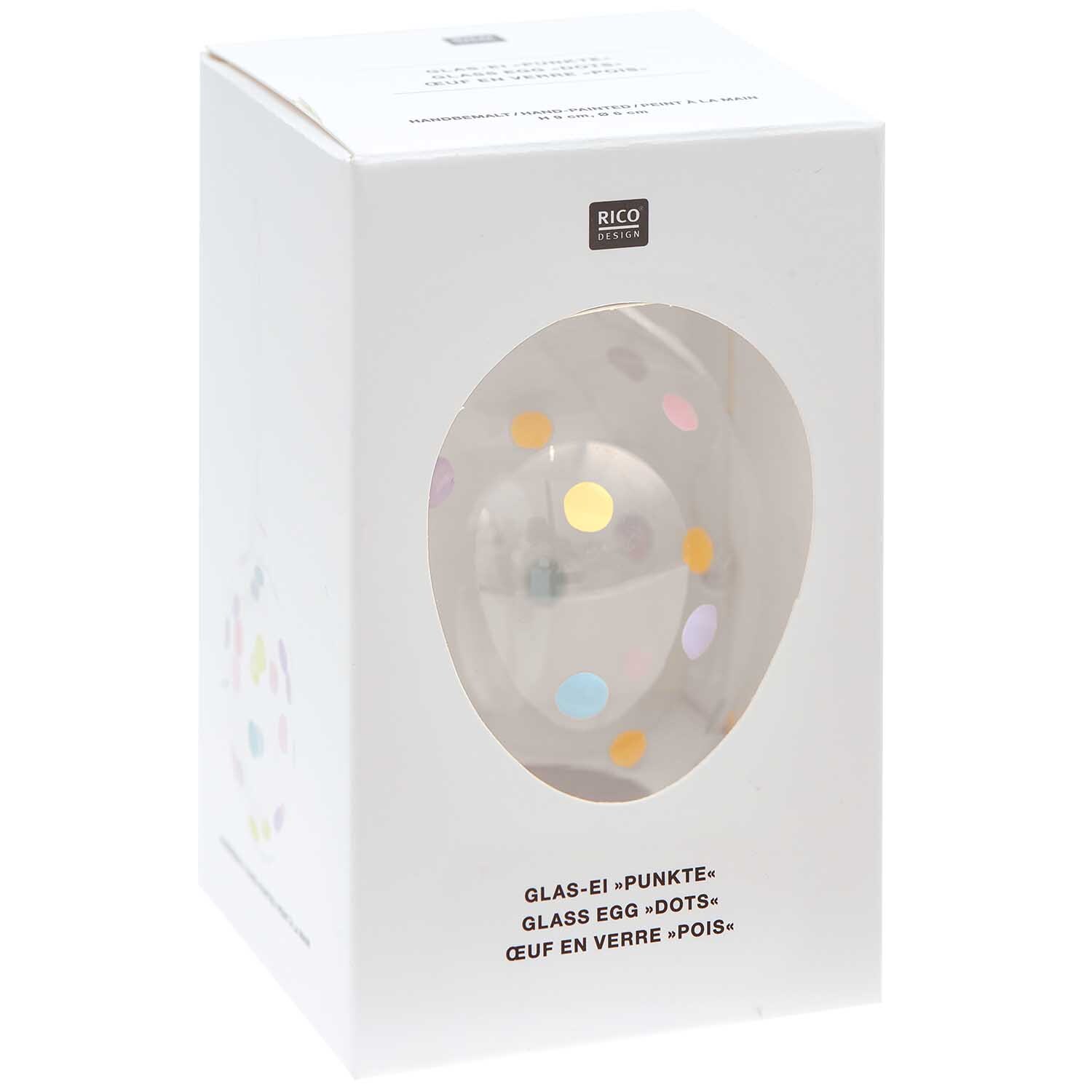 Glas Ei Punkte handbemalt Ø 6cm von Rico Design