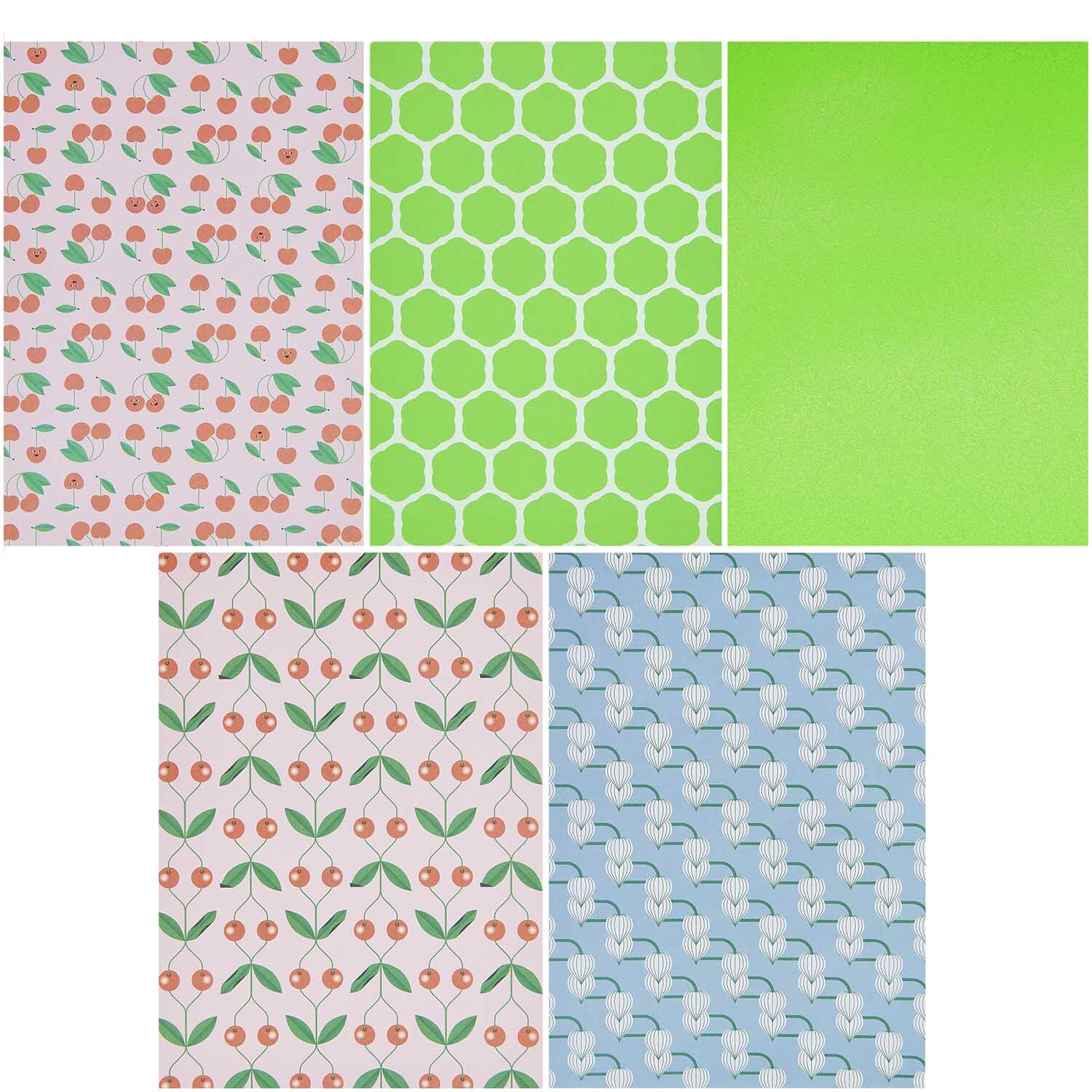 Motivpapierblock Just Bees + Fruits + Flowers 30 Blatt von Rico Design Motivpapierblock Just Bees + Fruits + Flowers 30 Blatt zeigt bunte Muster mit Früchten, Blumen und geometrischen Formen von Rico Design.