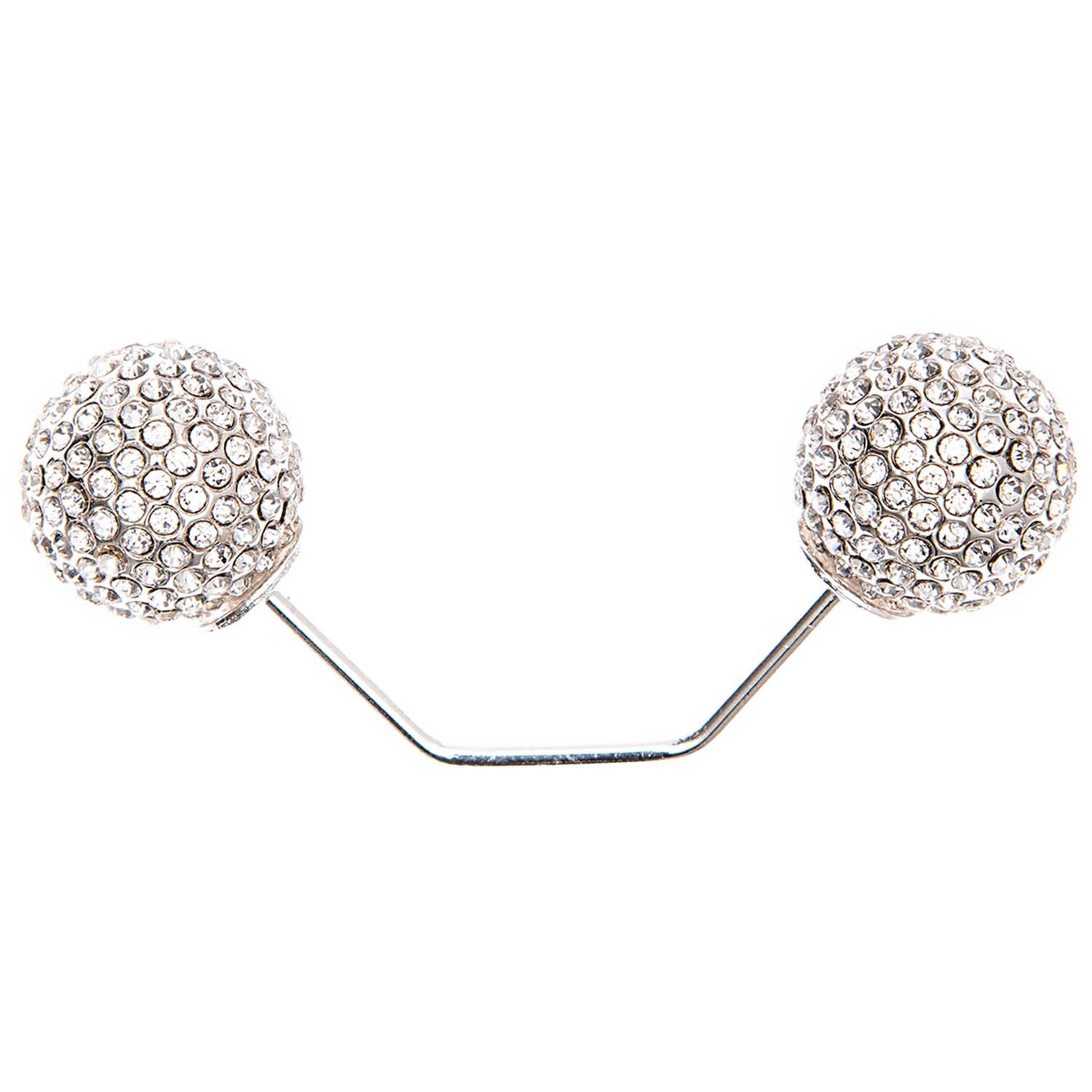 Zwei-Perlen-Pin strass 65mm von Rico Design, zeigt funkelnde Strasssteine auf schwarzem Hintergrund.