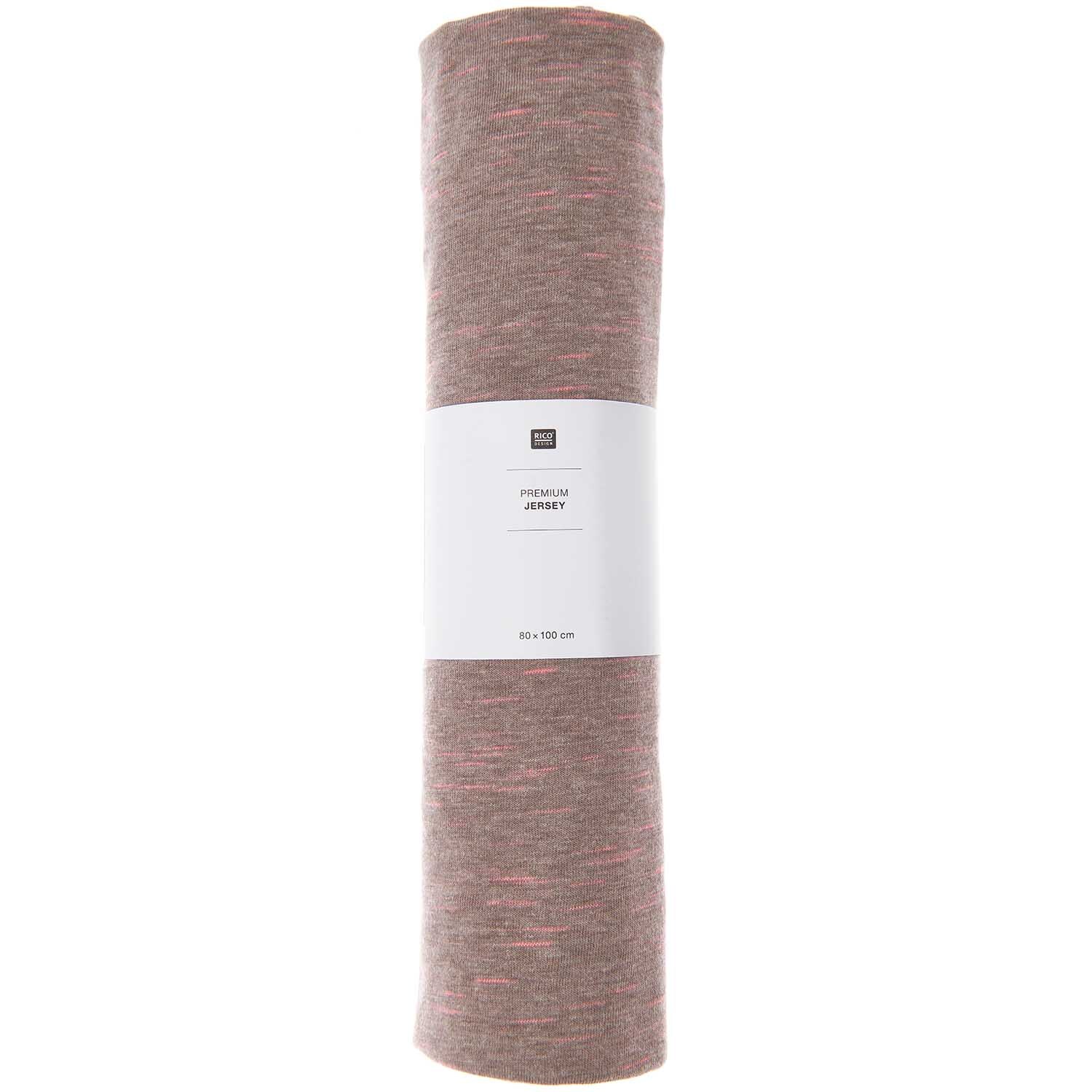 Stoffabschnitt Jersey taupe-neonpink 80x100cm von Rico Design