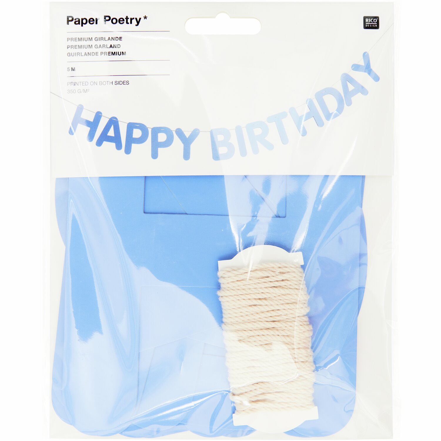 Paper Poetry Girlande Happy Birthday Magic Rainbow 5m Farbe Blau von Rico Design Paper Poetry Girlande Happy Birthday Magic Rainbow: Eine blaue Girlande von Rico Design, 5m lang, mit "Happy Birthday"-Schriftzug.